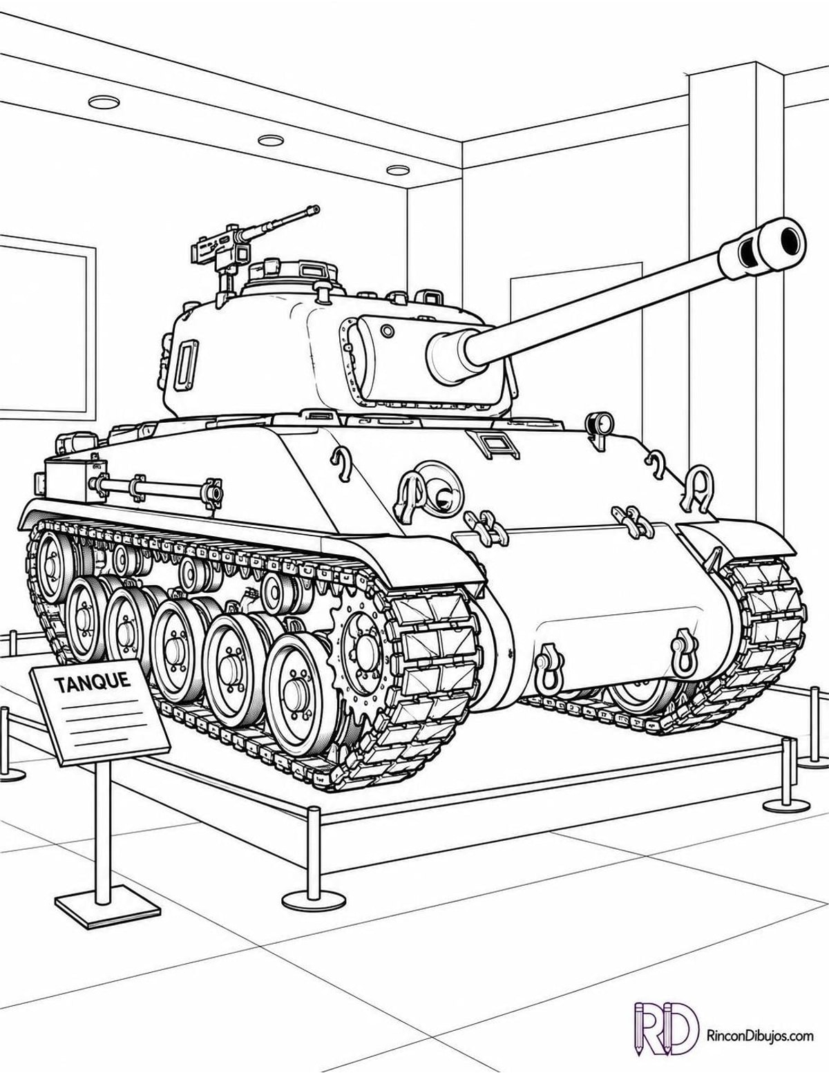 Dibujo de tanque de museo para colorear Dibujo de tanque de museo para colorear