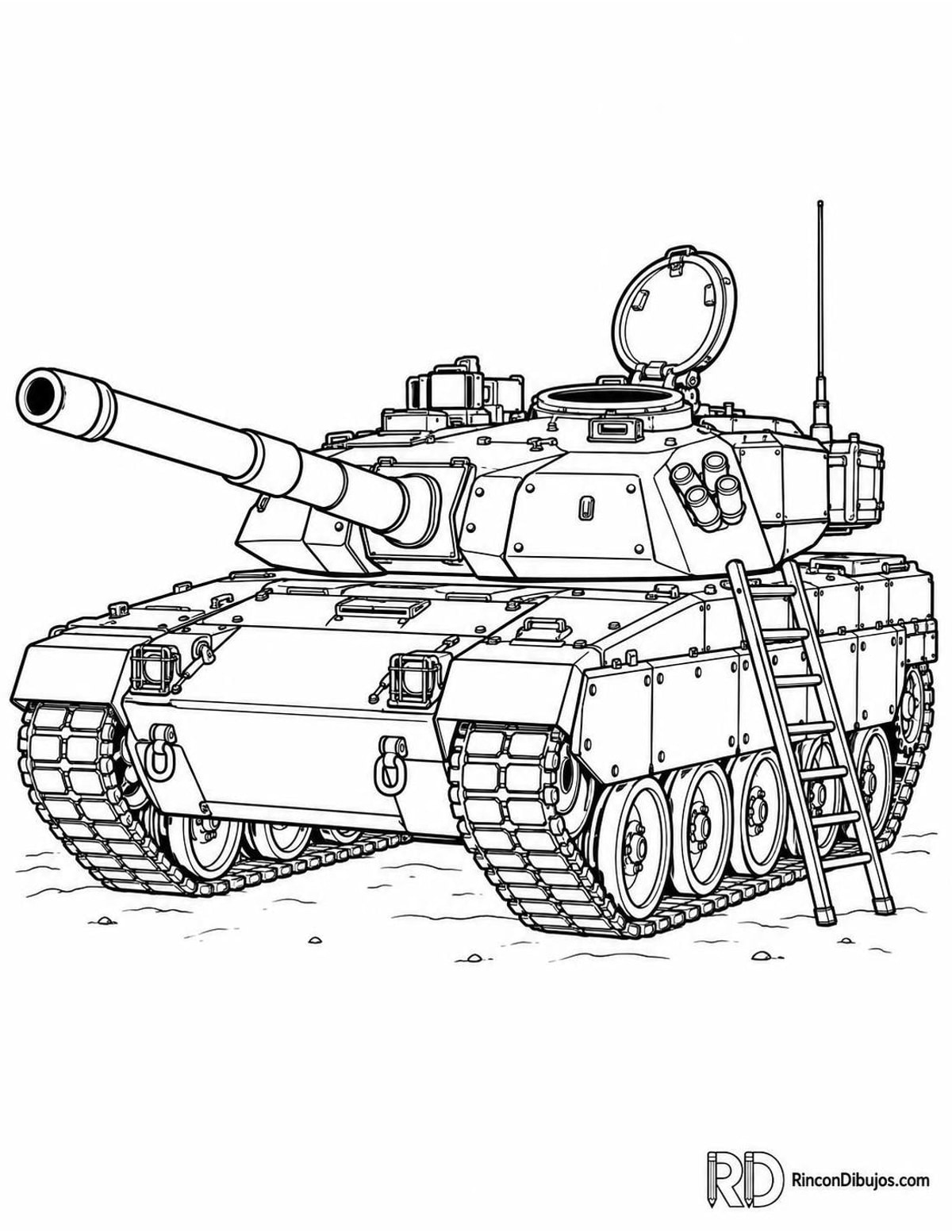 Dibujo de tanque en mantenimiento para colorear Dibujo de tanque en mantenimiento para colorear