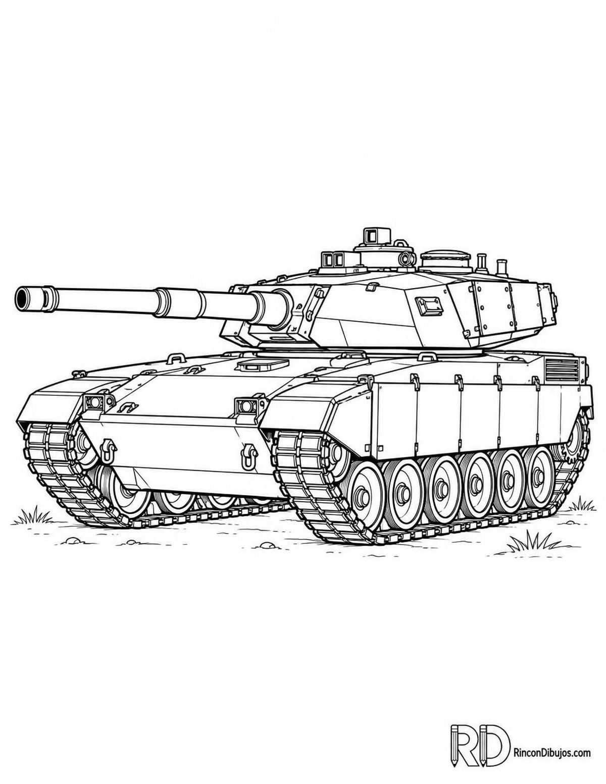 Dibujo de tanque estacionado para colorear Dibujo de tanque estacionado para colorear