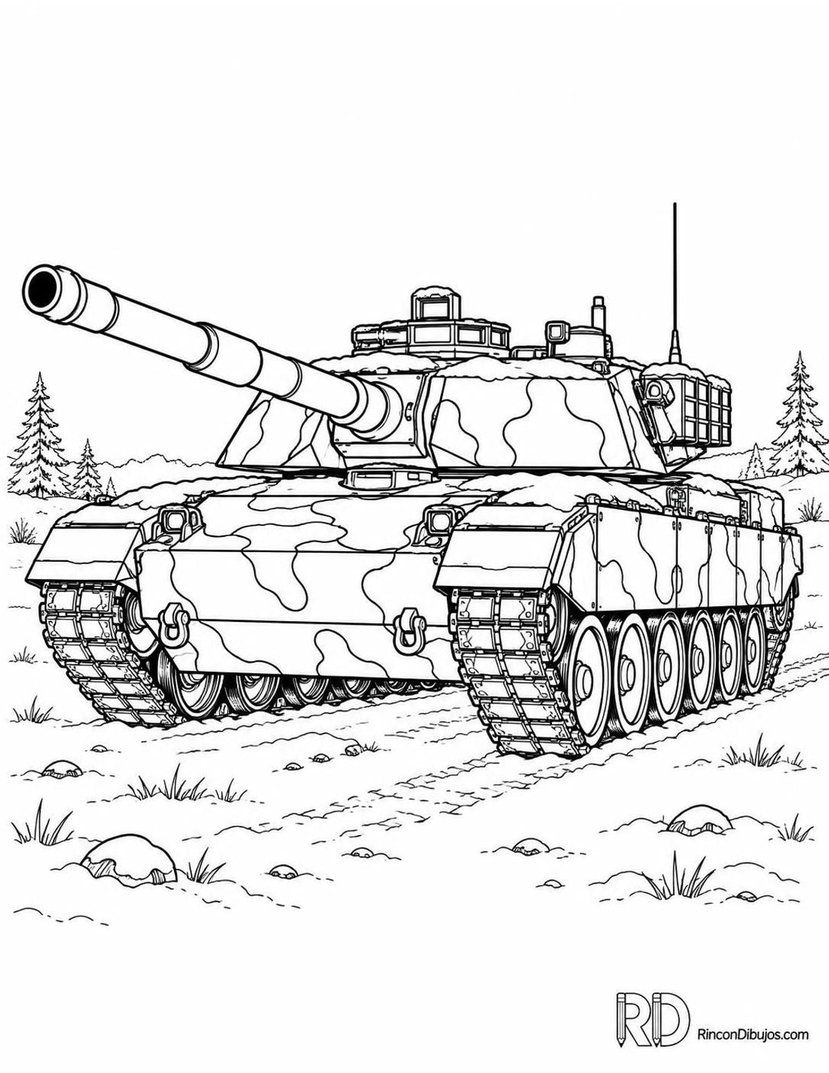 Dibujo de tanque invernal para colorear Dibujo de tanque invernal para colorear