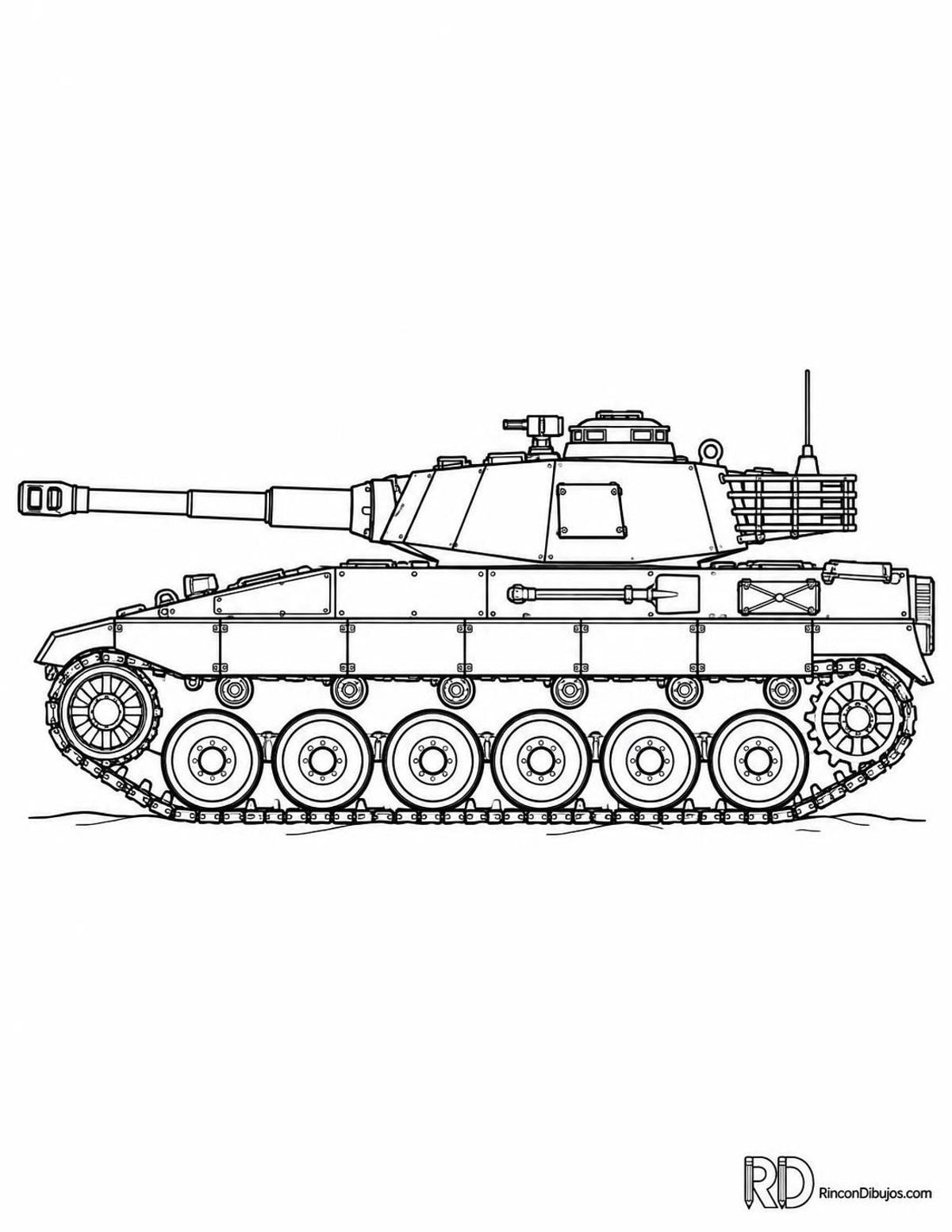 Dibujo de tanque semirrealista para colorear Dibujo de tanque semirrealista para colorear