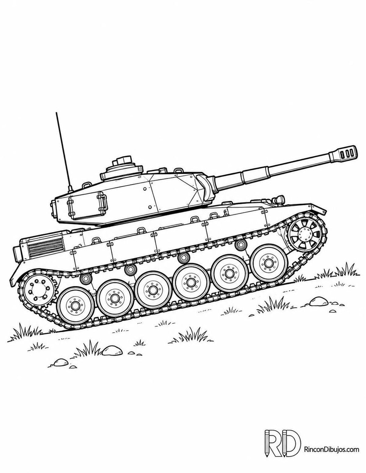 Dibujo de tanque subiendo pendiente para colorear Dibujo de tanque subiendo pendiente para colorear