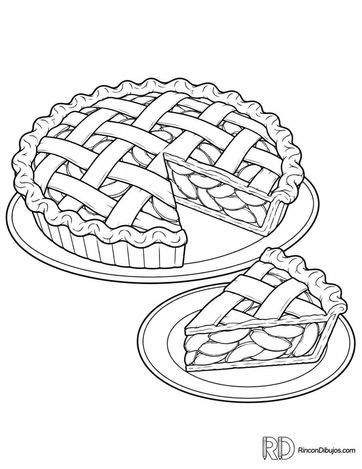 Dibujo de tarta de manzana para colorear