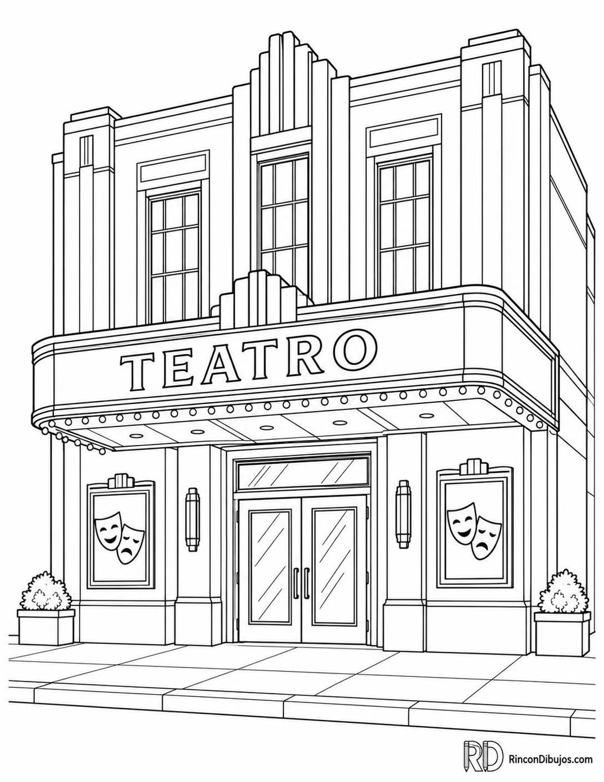 Dibujo de teatro para colorear