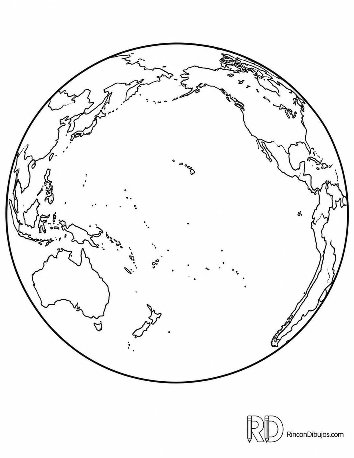 Dibujo de Tierra y el Pacífico para colorear Dibujo de Tierra y el Pacífico para colorear
