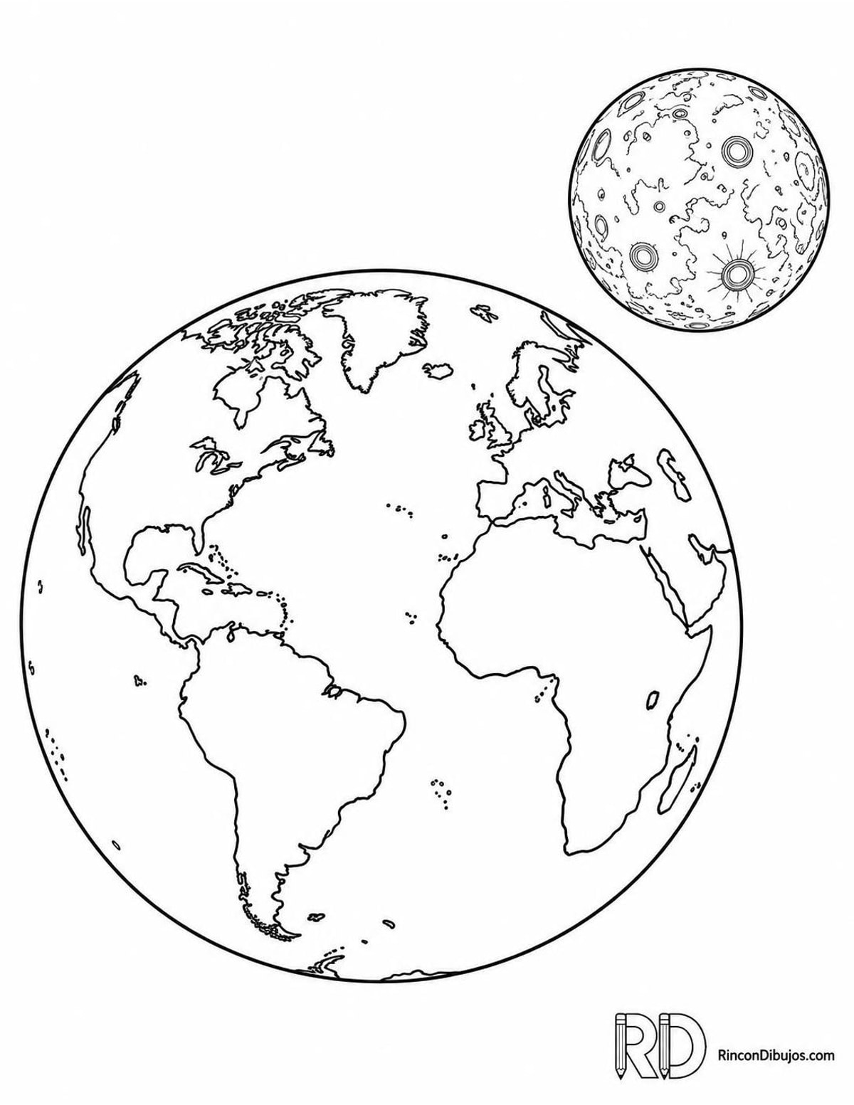 Dibujo de Tierra y Luna del Sistema para colorear