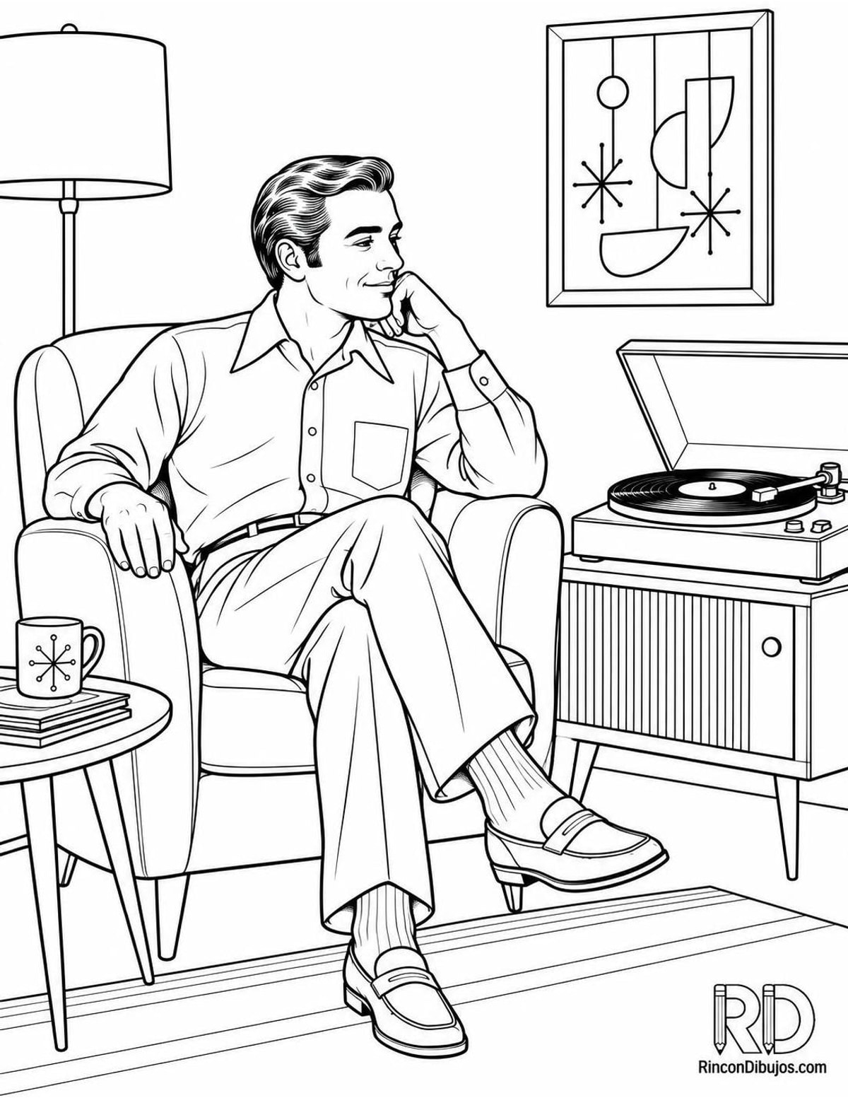 Dibujo de tocadiscos de los 60 para colorear Dibujo de tocadiscos de los 60 para colorear