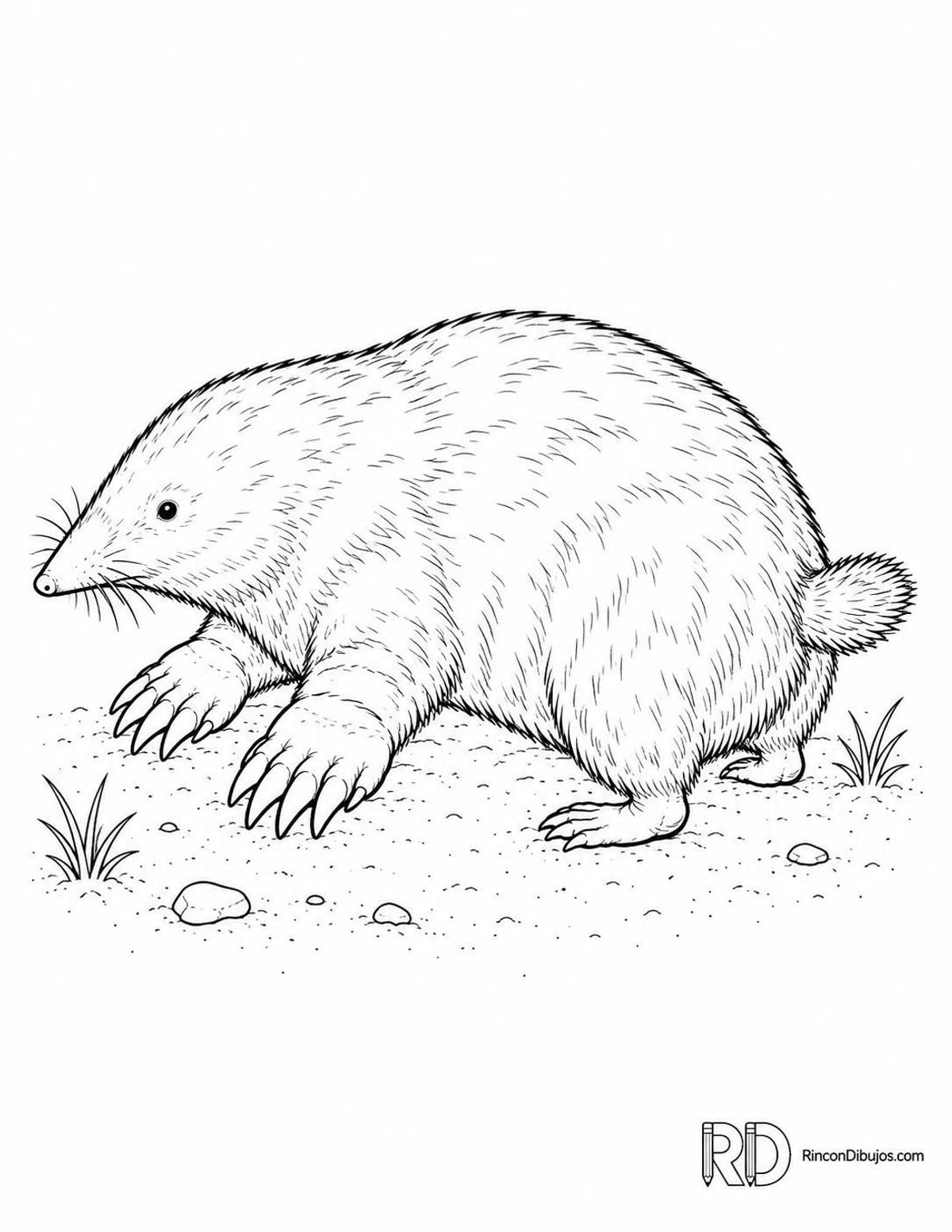 Dibujo de topo de cola peluda para colorear