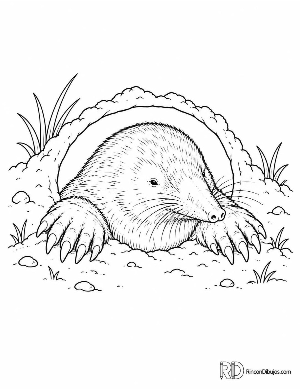 Dibujo de topo ibérico asomando para colorear