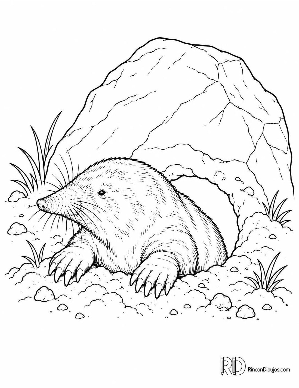 Dibujo de topo ibérico saliendo para colorear