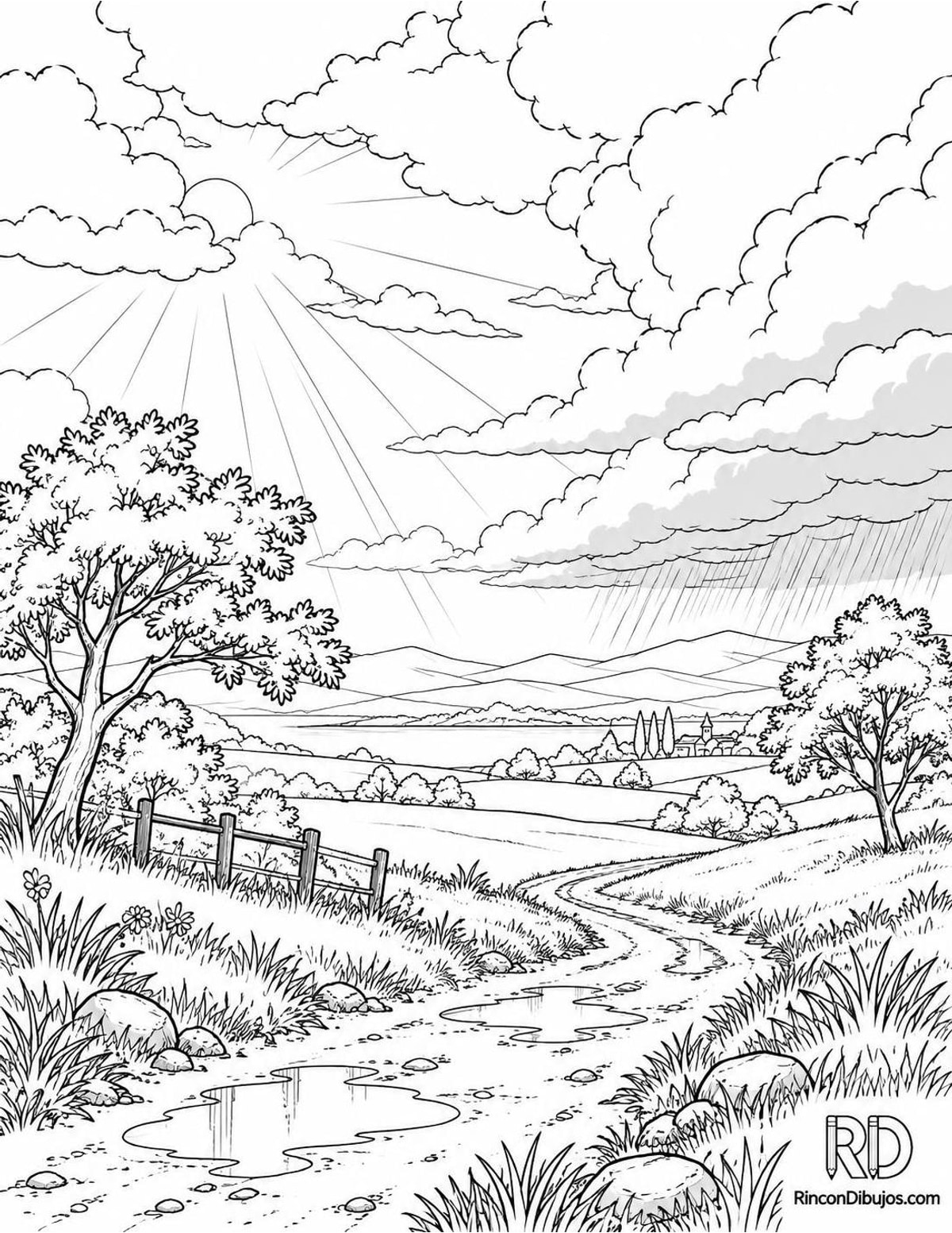 Dibujo de tormenta alejándose para colorear Dibujo de tormenta alejándose para colorear