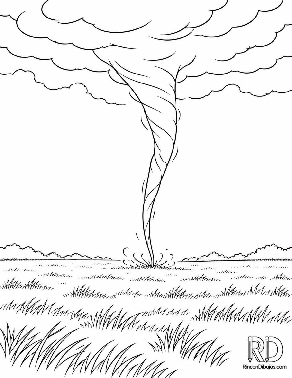 Dibujo de tornado estrecho para colorear Dibujo de tornado estrecho para colorear