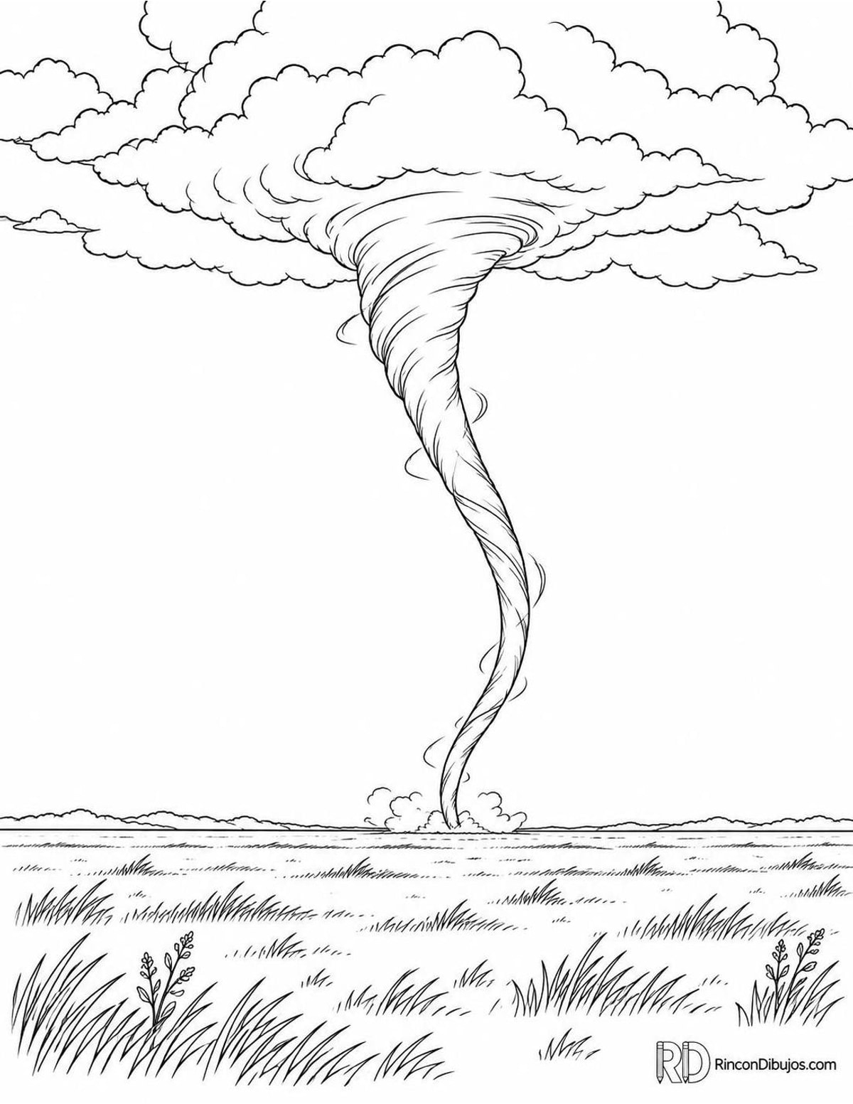 Dibujo de tornado largo para colorear Dibujo de tornado largo para colorear