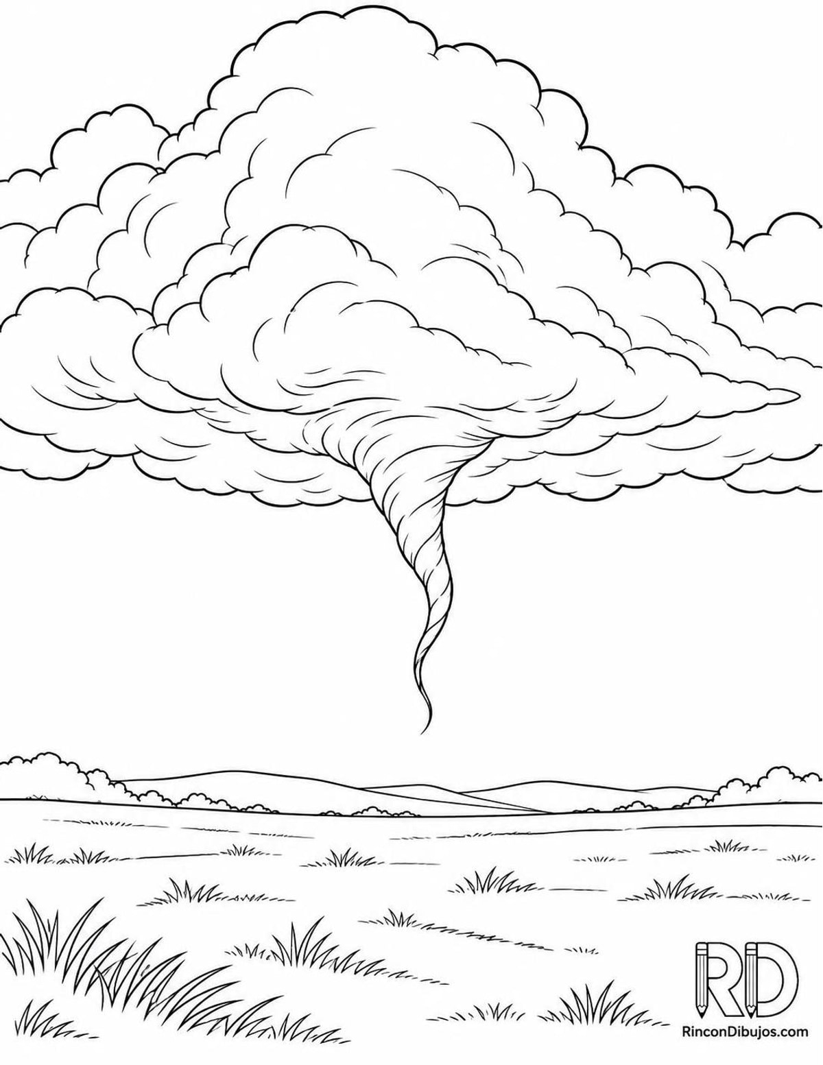 Dibujo de tornado pequeño para colorear Dibujo de tornado pequeño para colorear