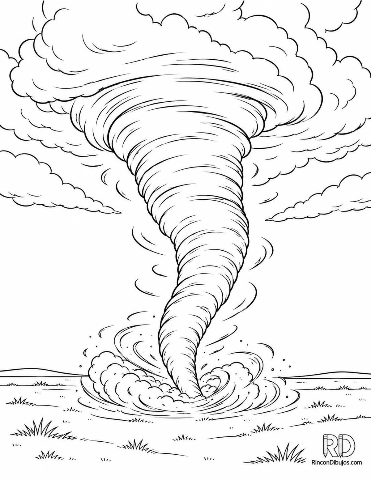 Dibujo de tornado remolino para colorear Dibujo de tornado remolino para colorear