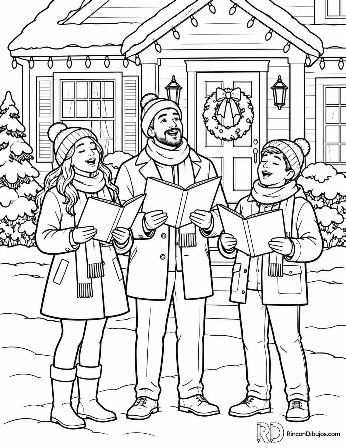 Dibujo de villancicos navideños para colorear Dibujo de villancicos navideños para colorear