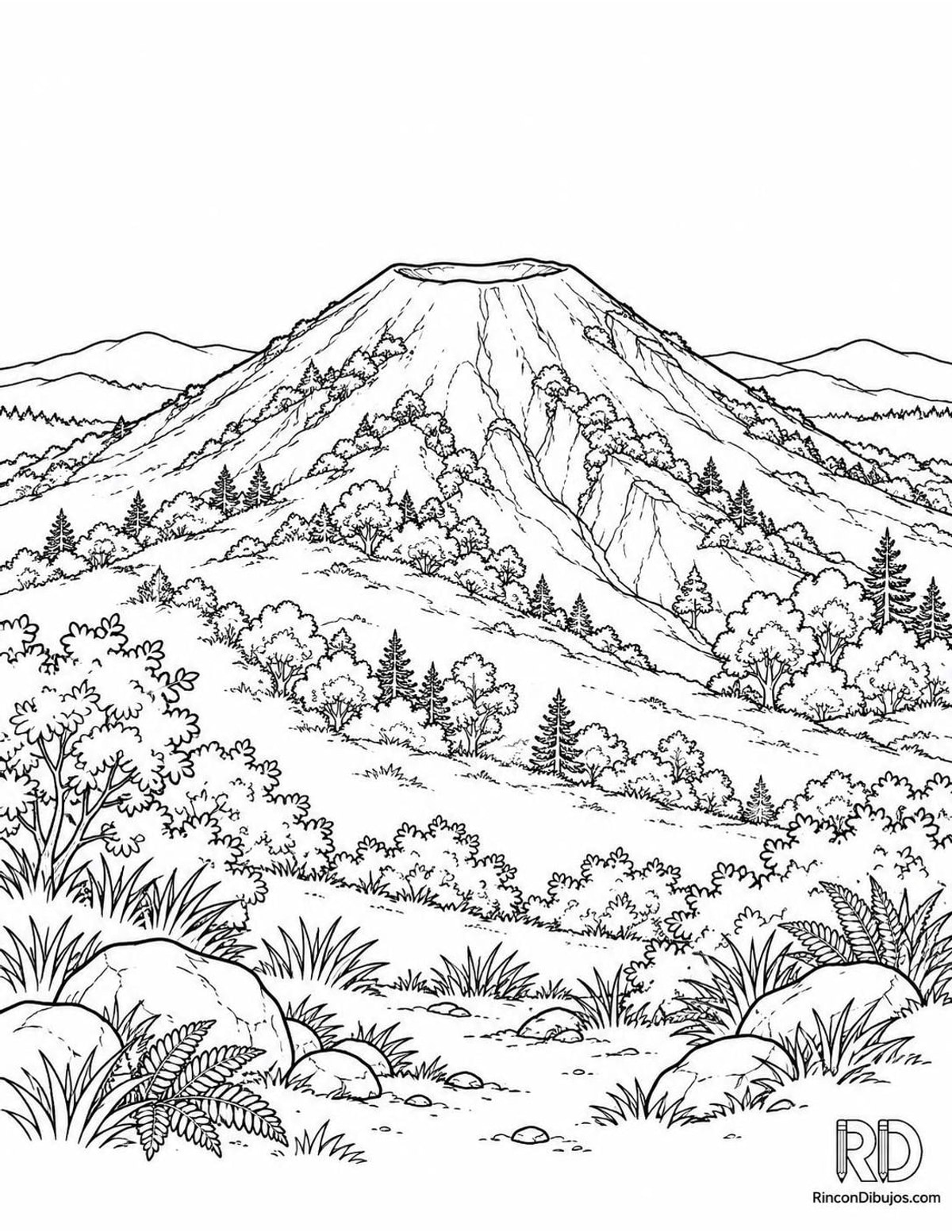 Dibujo de volcán apagado para colorear Dibujo de volcán apagado para colorear