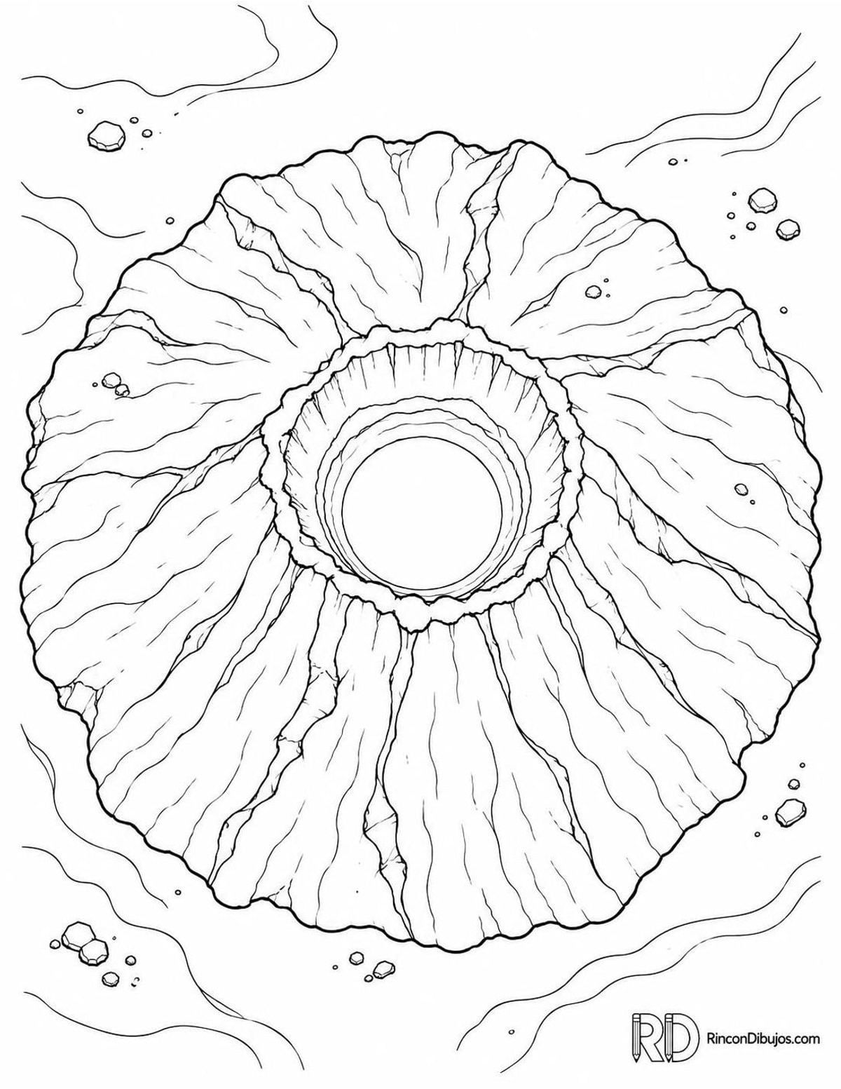 Dibujo de volcán desde arriba para colorear Dibujo de volcán desde arriba para colorear