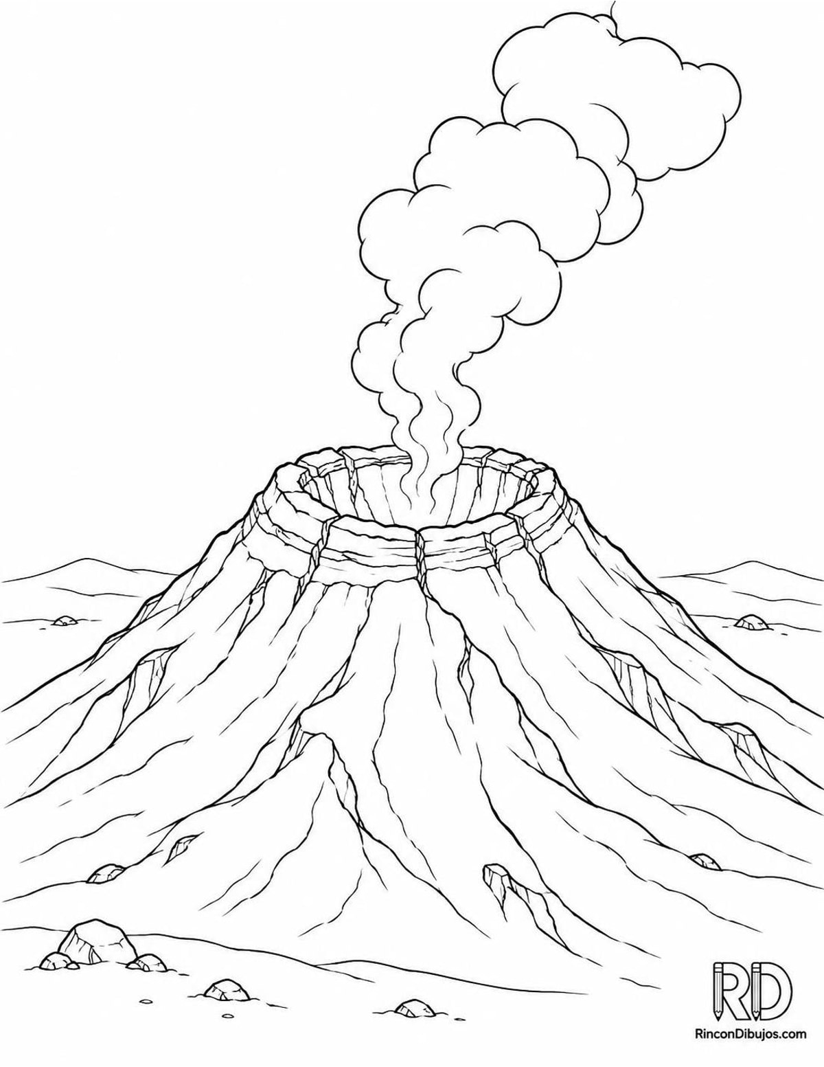 Dibujo de volcán humeante para colorear Dibujo de volcán humeante para colorear