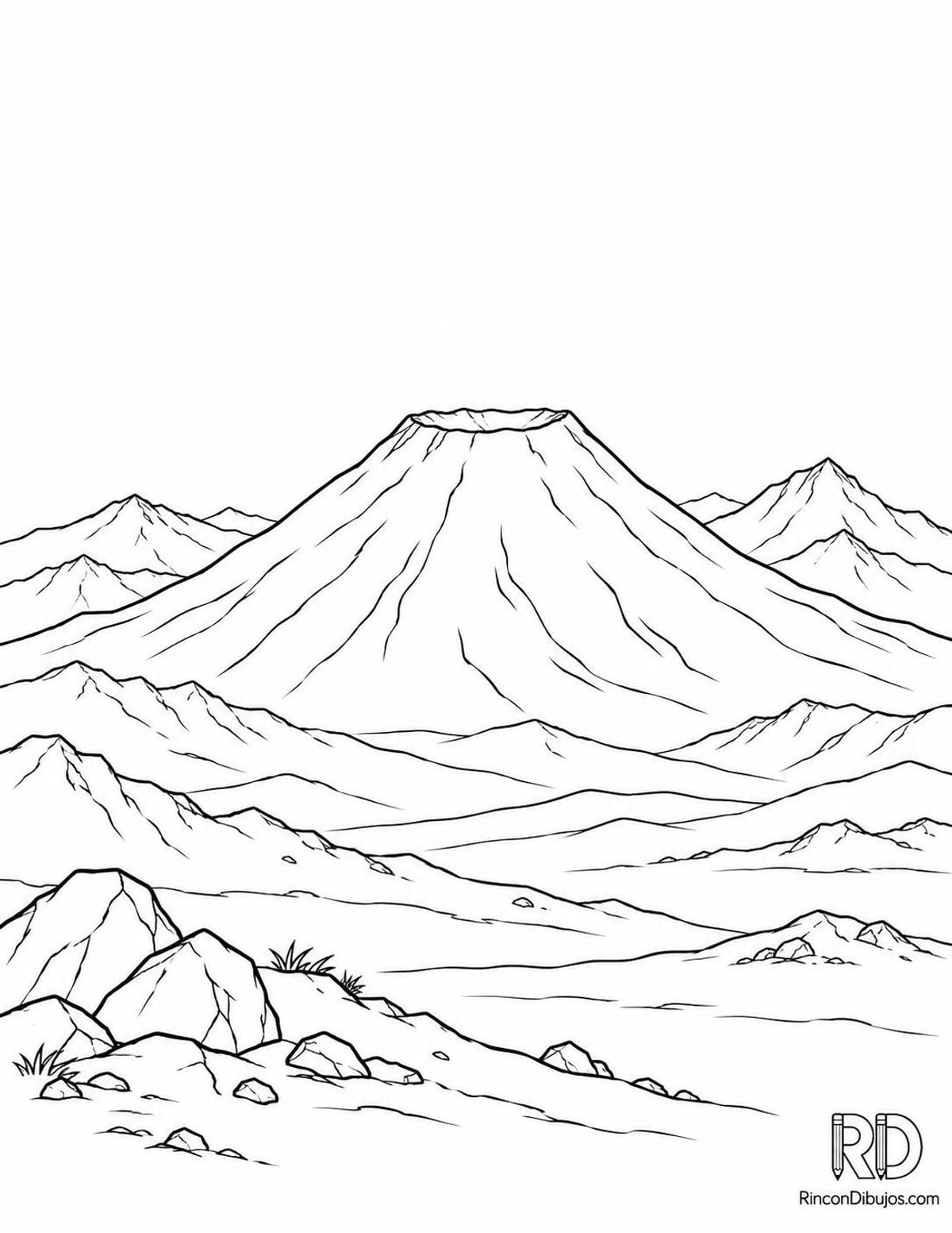 Dibujo de volcán inactivo para colorear Dibujo de volcán inactivo para colorear