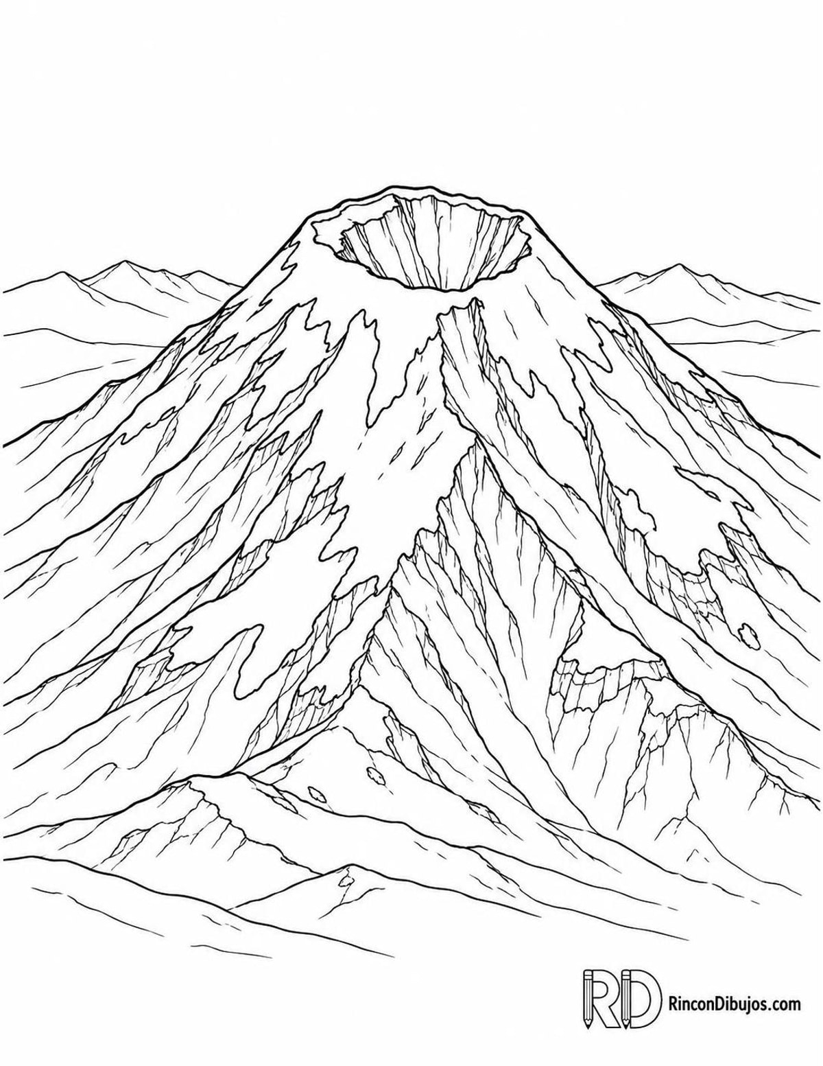 Dibujo de volcán nevado para colorear Dibujo de volcán nevado para colorear