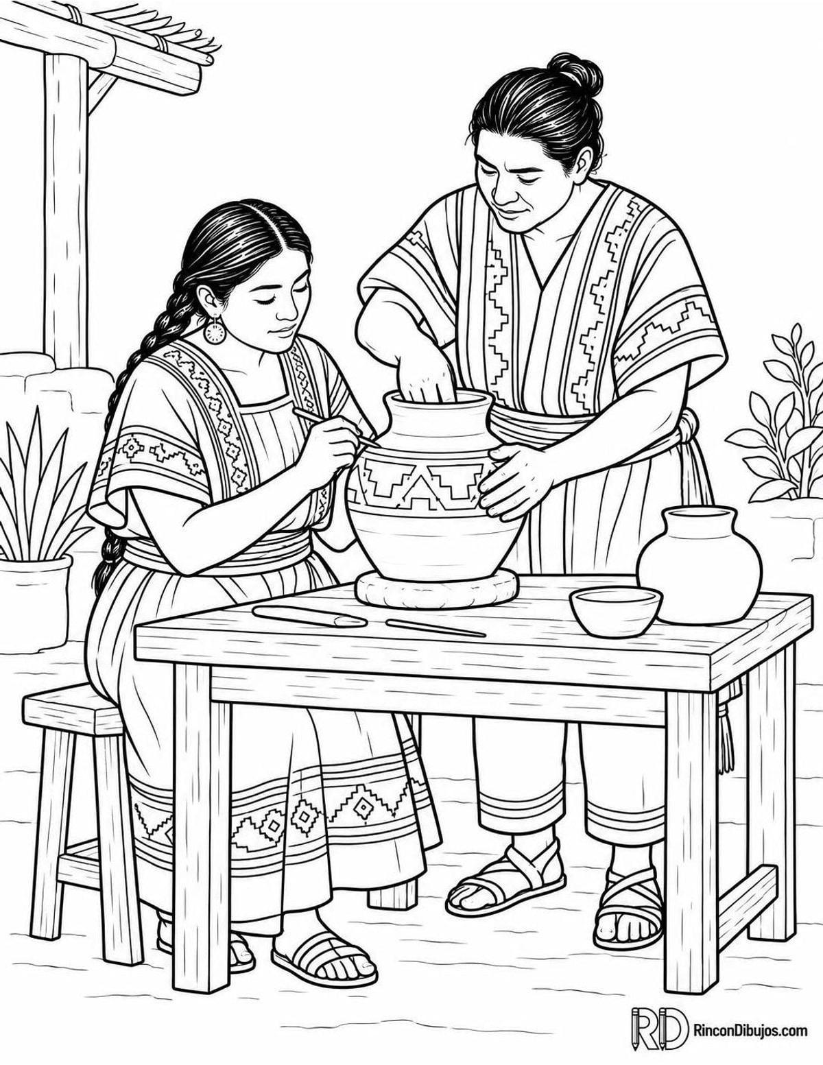 Dibujo de Zapotecas alfareros para colorear Dibujo de Zapotecas alfareros para colorear