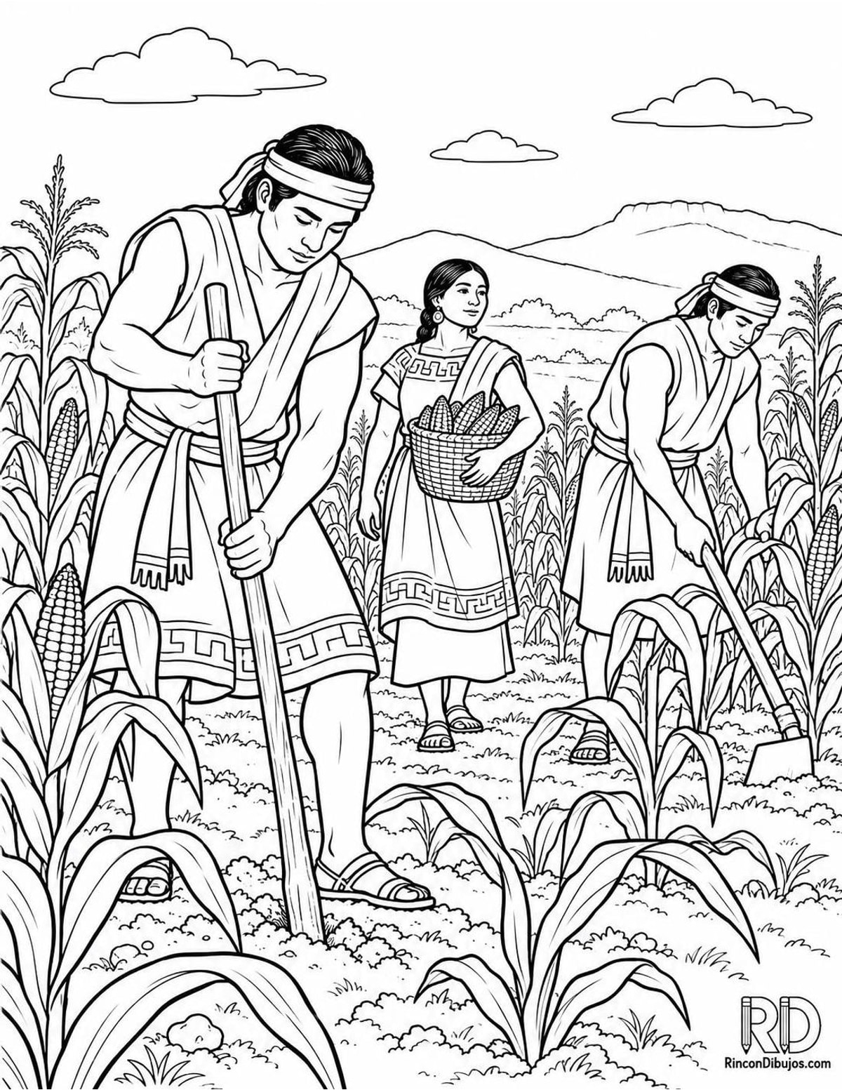 Dibujo de Zapotecas campesinos para colorear Dibujo de Zapotecas campesinos para colorear