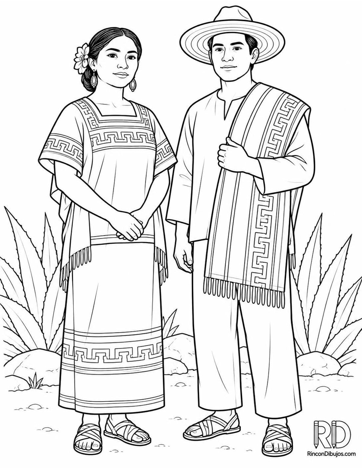 Dibujo de Zapotecas con manta para colorear Dibujo de Zapotecas con manta para colorear