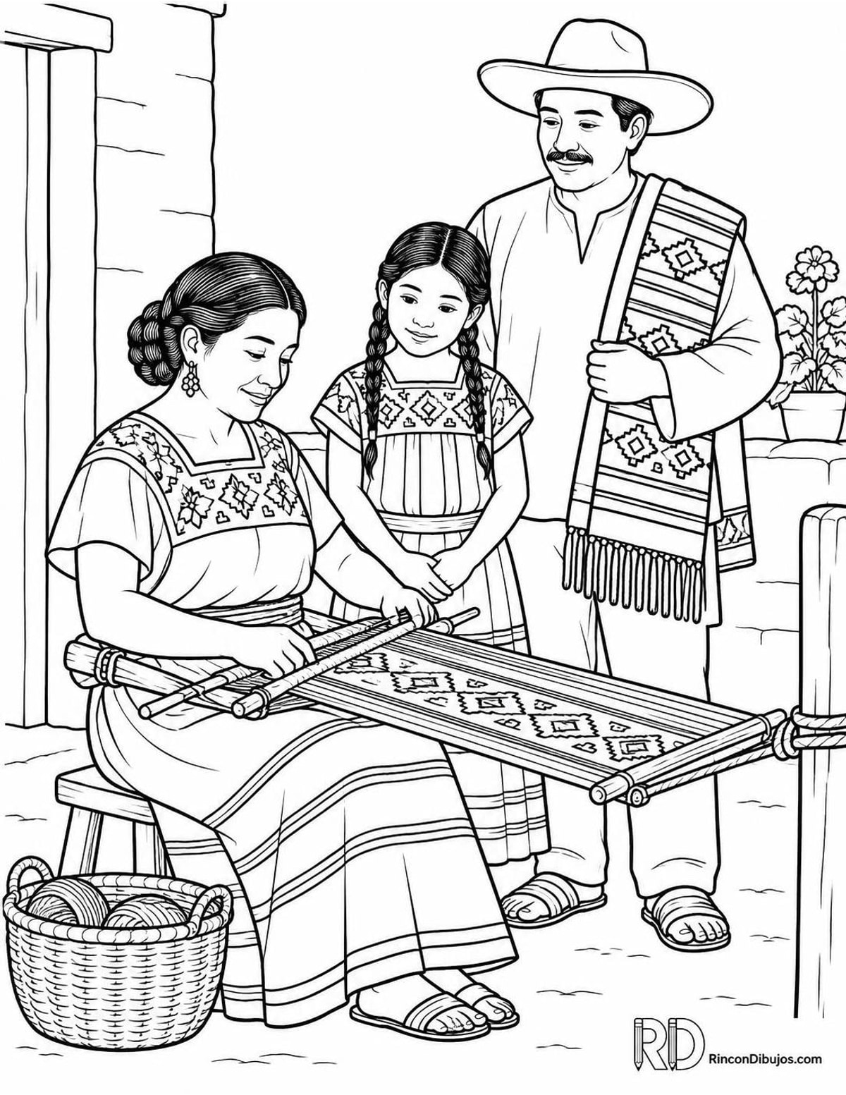 Dibujo de Zapotecas familia para colorear Dibujo de Zapotecas familia para colorear
