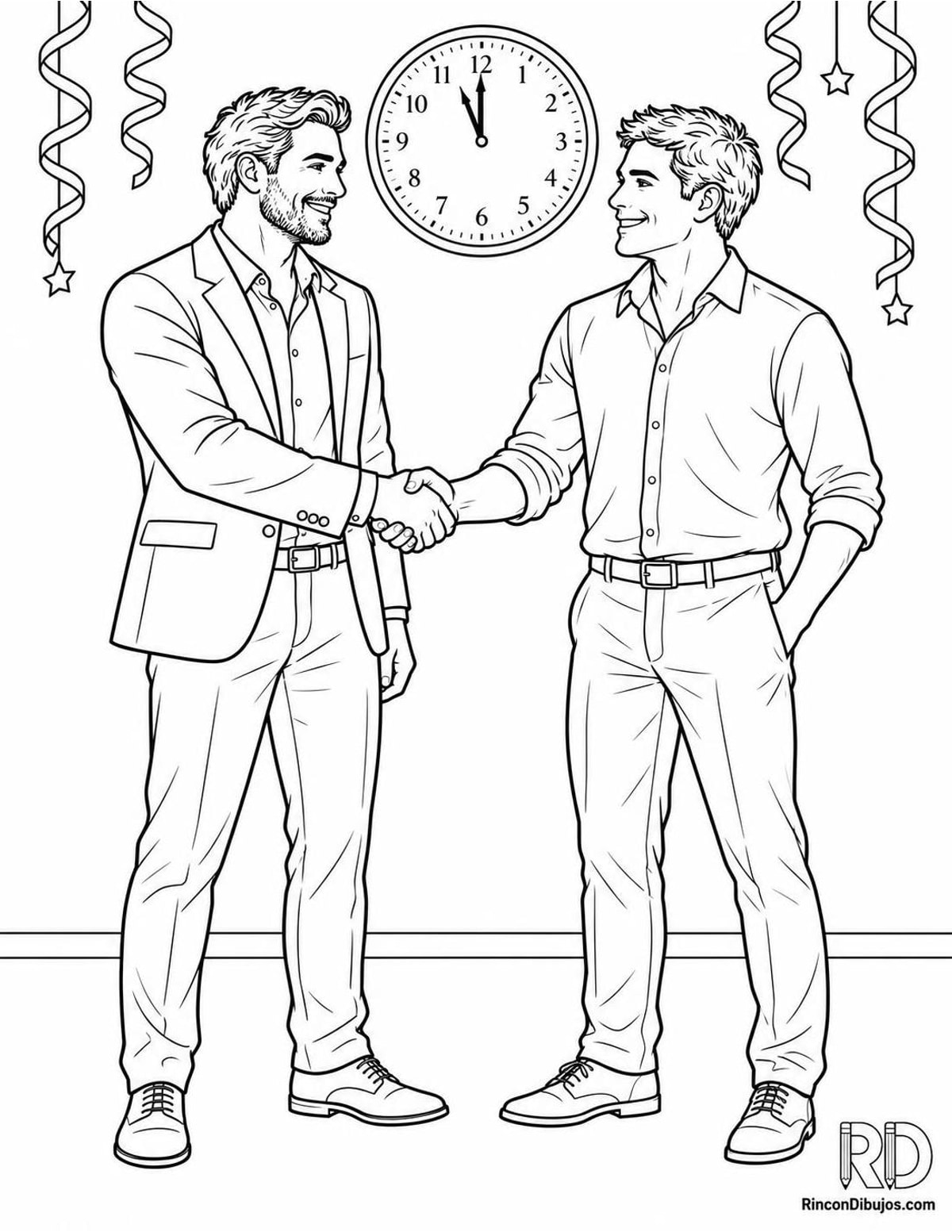 Dibujo de amigos en Fin de Año para colorear Dibujo de amigos en Fin de Año para colorear