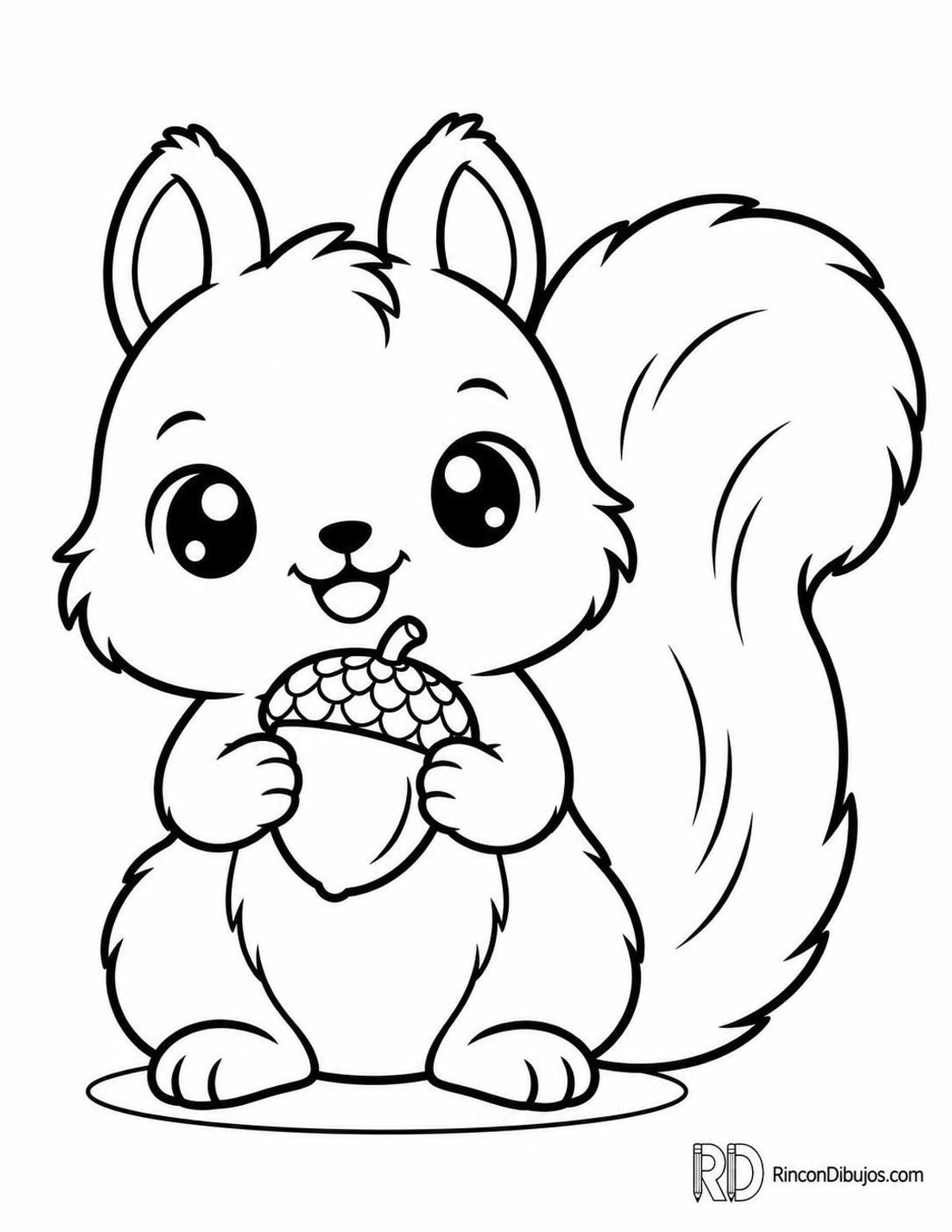 Dibujo de ardilla kawaii para colorear Dibujo de ardilla kawaii para colorear