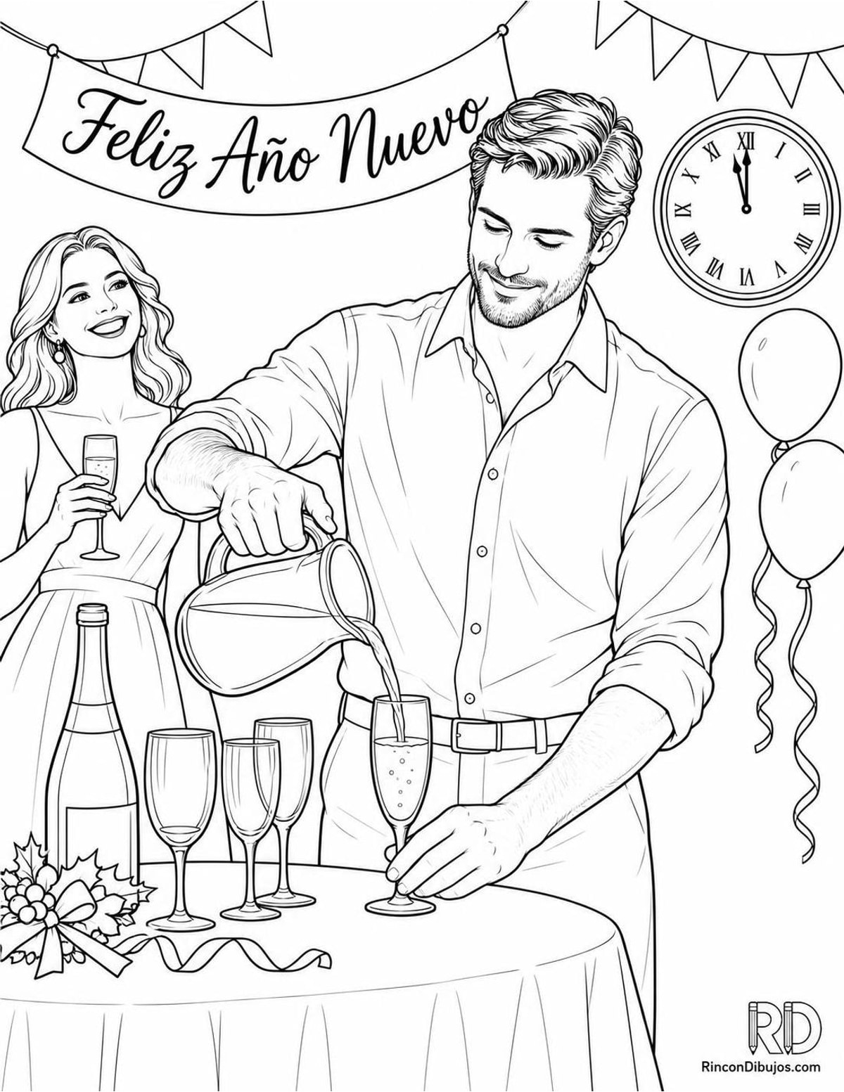Dibujo de bebidas de Fin de Año para colorear Dibujo de bebidas de Fin de Año para colorear
