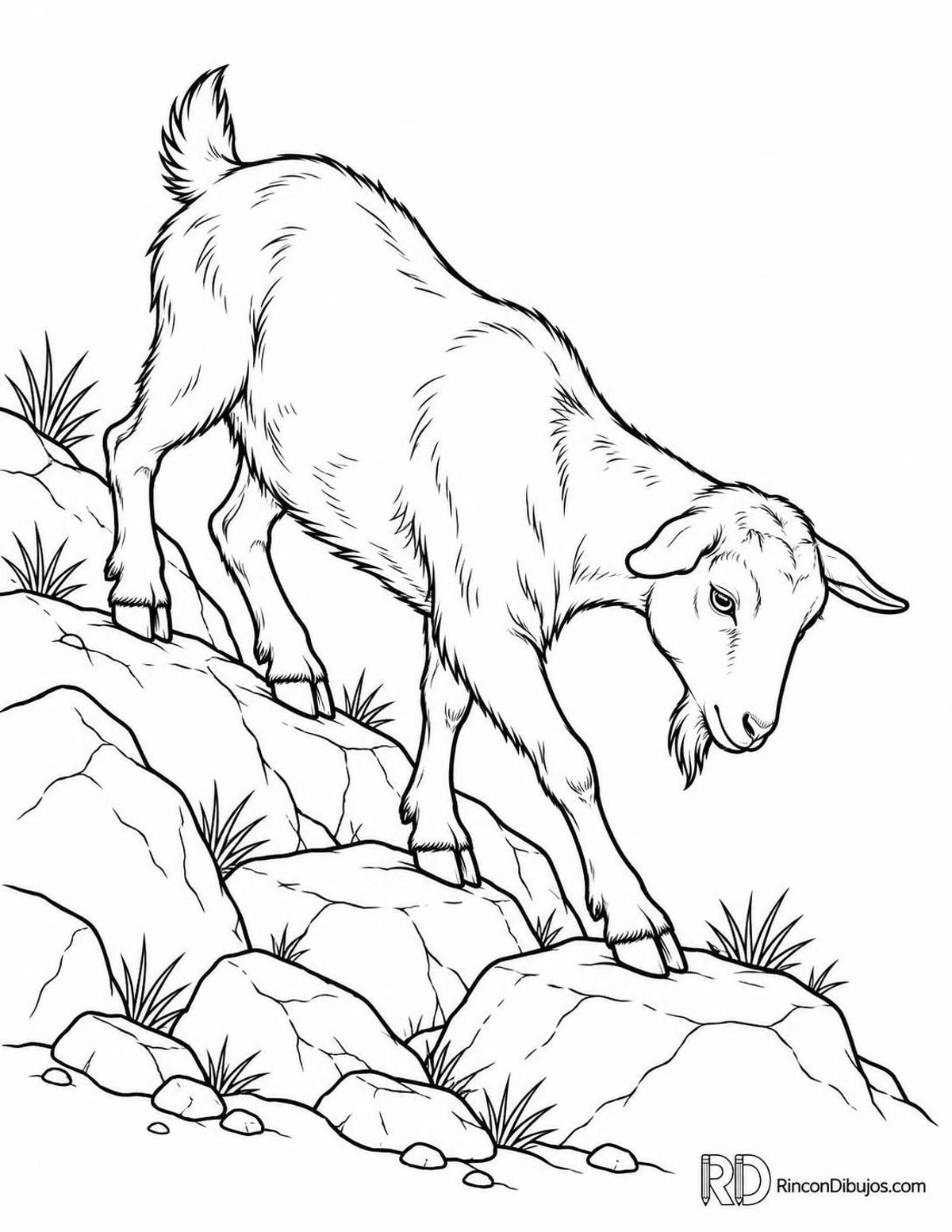 Dibujo de cabra bajando para colorear Dibujo de cabra bajando para colorear