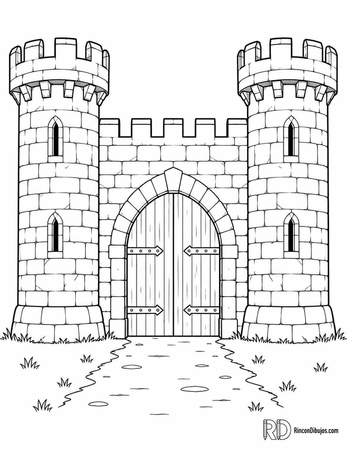 Dibujo de castillo medieval para colorear Dibujo de castillo medieval para colorear