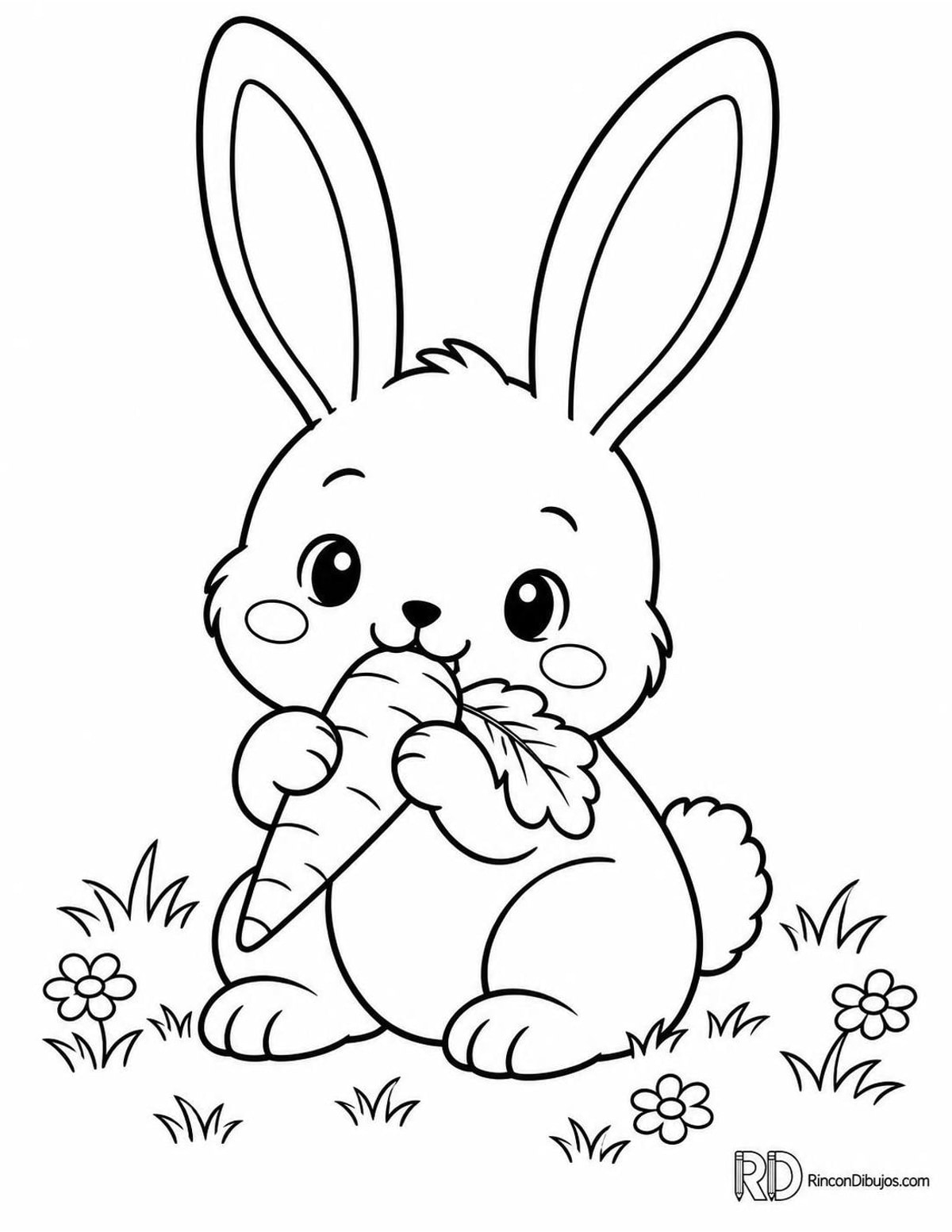 Dibujo de conejito kawaii para colorear Dibujo de conejito kawaii para colorear