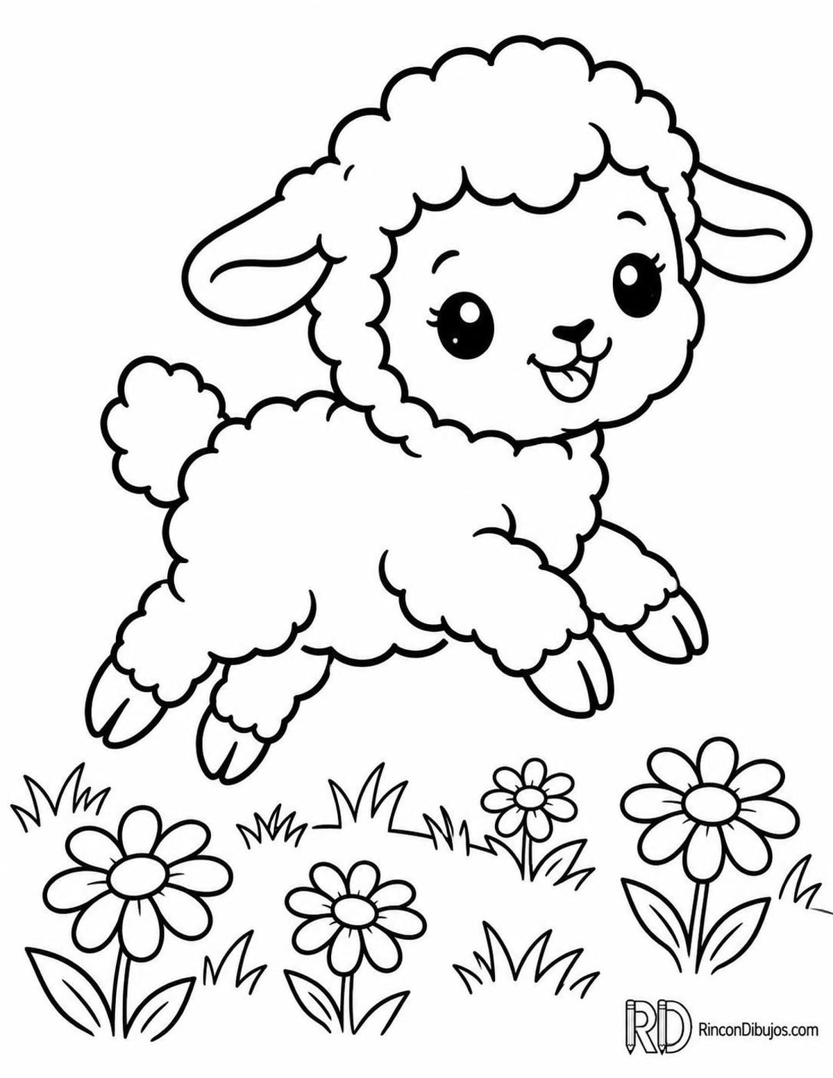 Dibujo de corderito kawaii para colorear Dibujo de corderito kawaii para colorear