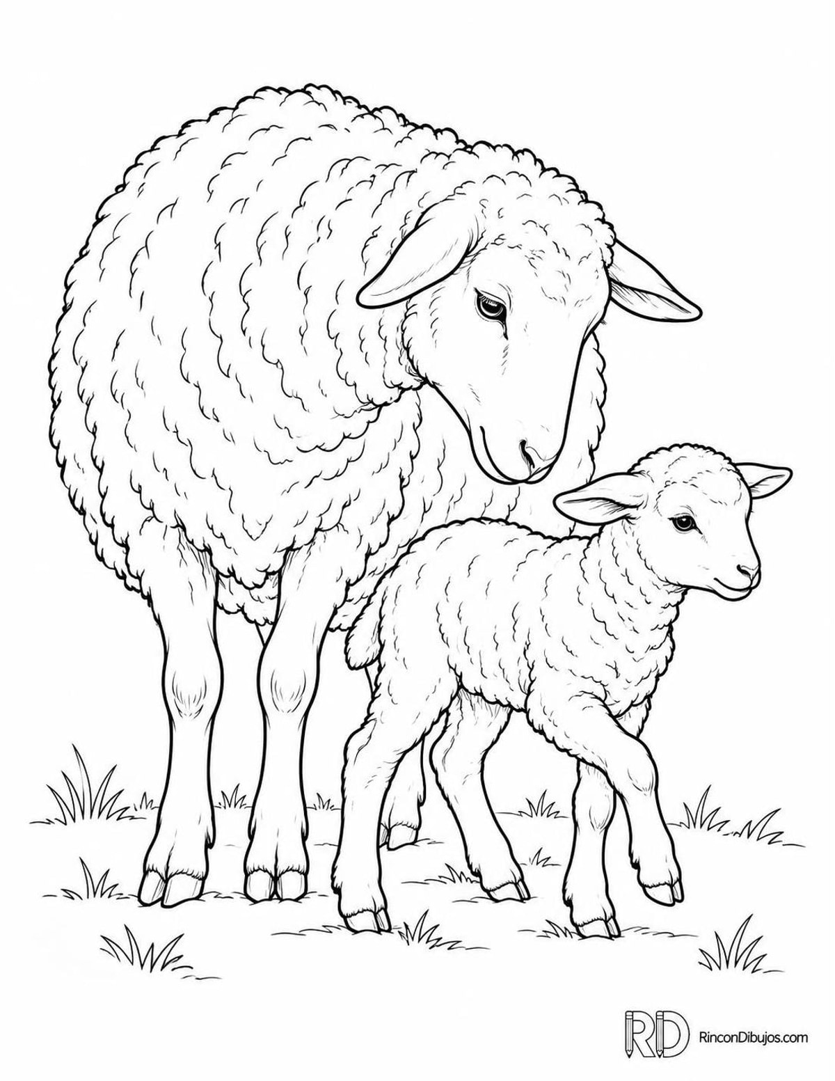 Dibujo de cordero recién nacido para colorear Dibujo de cordero recién nacido para colorear