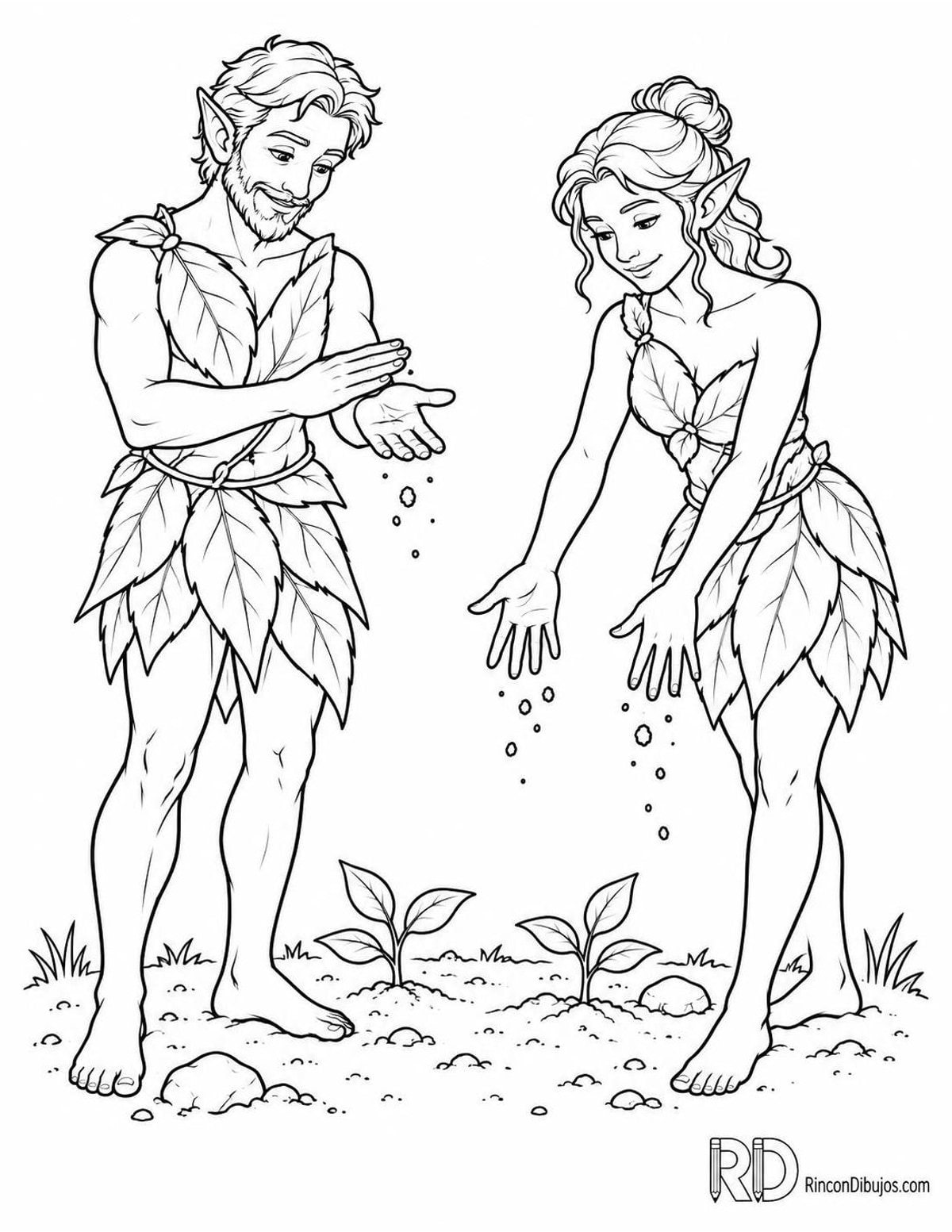 Dibujo de Duendes con tierra para colorear Dibujo de Duendes con tierra para colorear