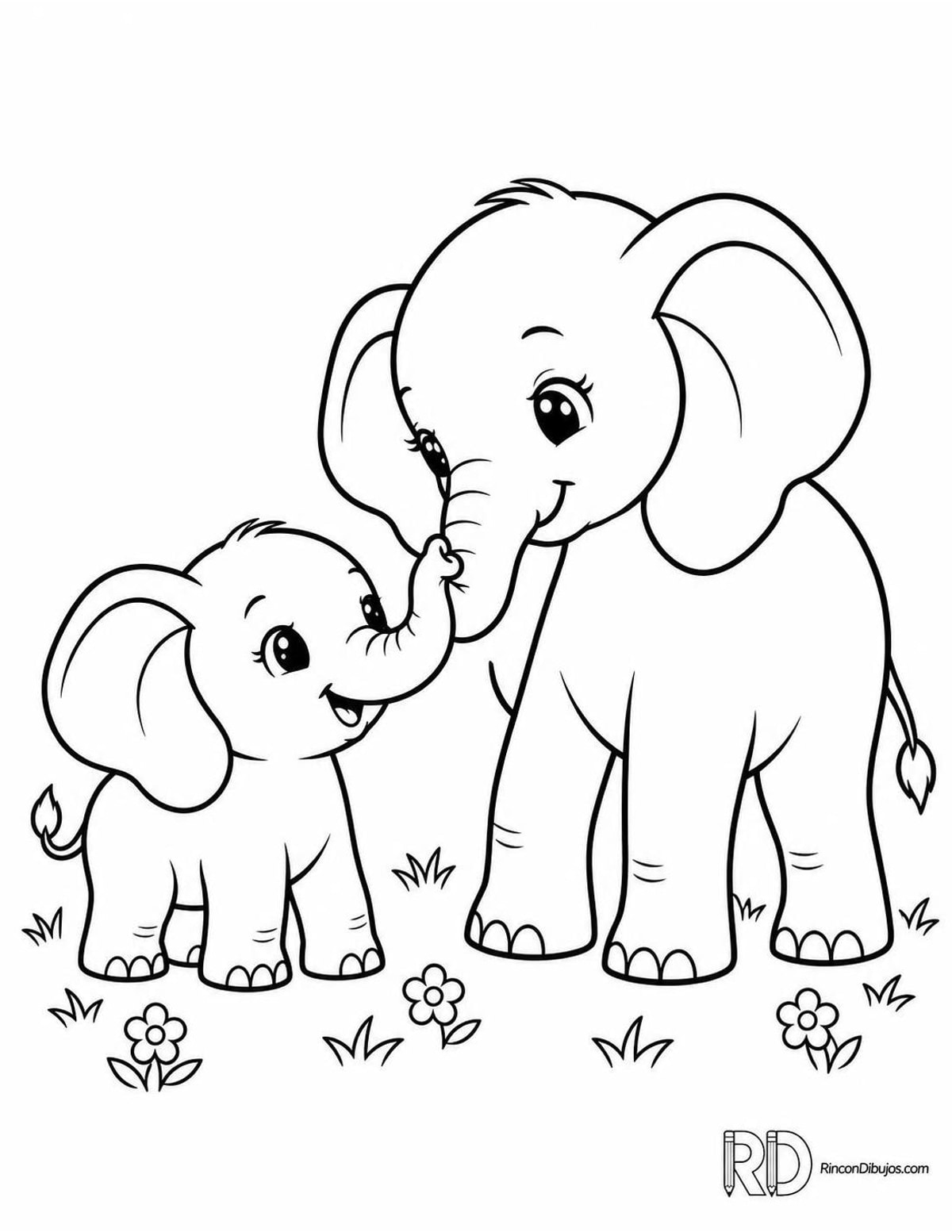 Dibujo de elefantito kawaii para colorear Dibujo de elefantito kawaii para colorear
