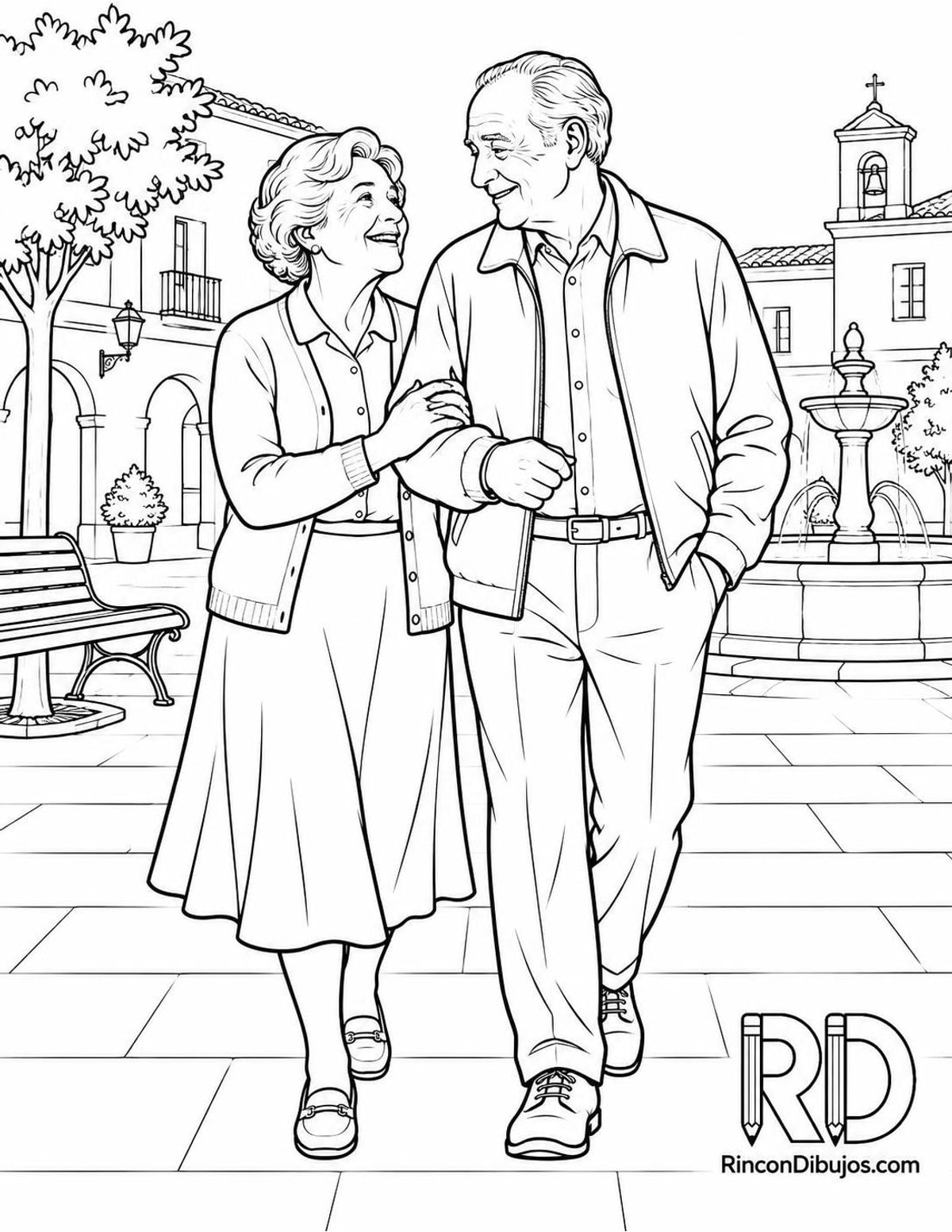 Dibujo de enamorados mayores para colorear Dibujo de enamorados mayores para colorear