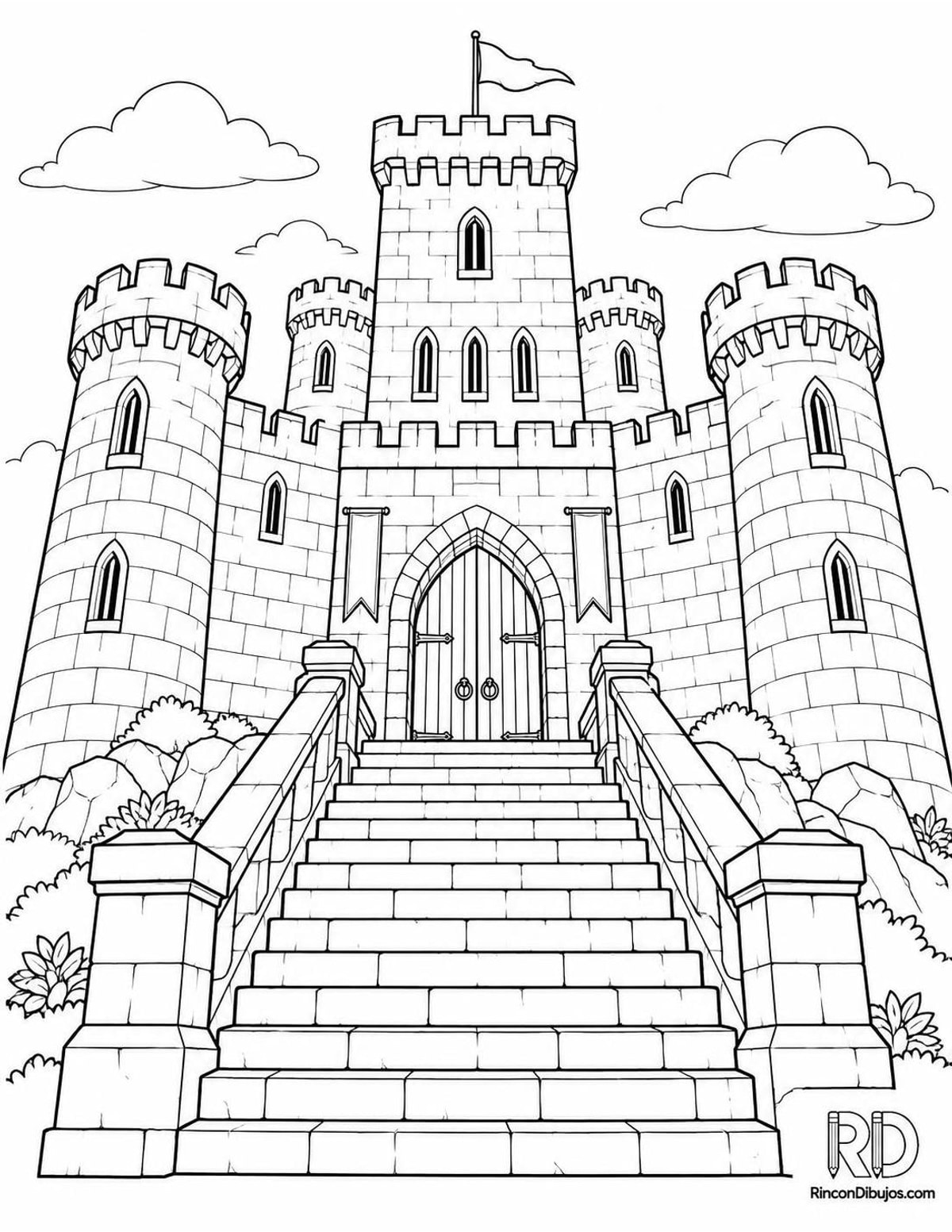 Dibujo de entrada de castillo para colorear Dibujo de entrada de castillo para colorear