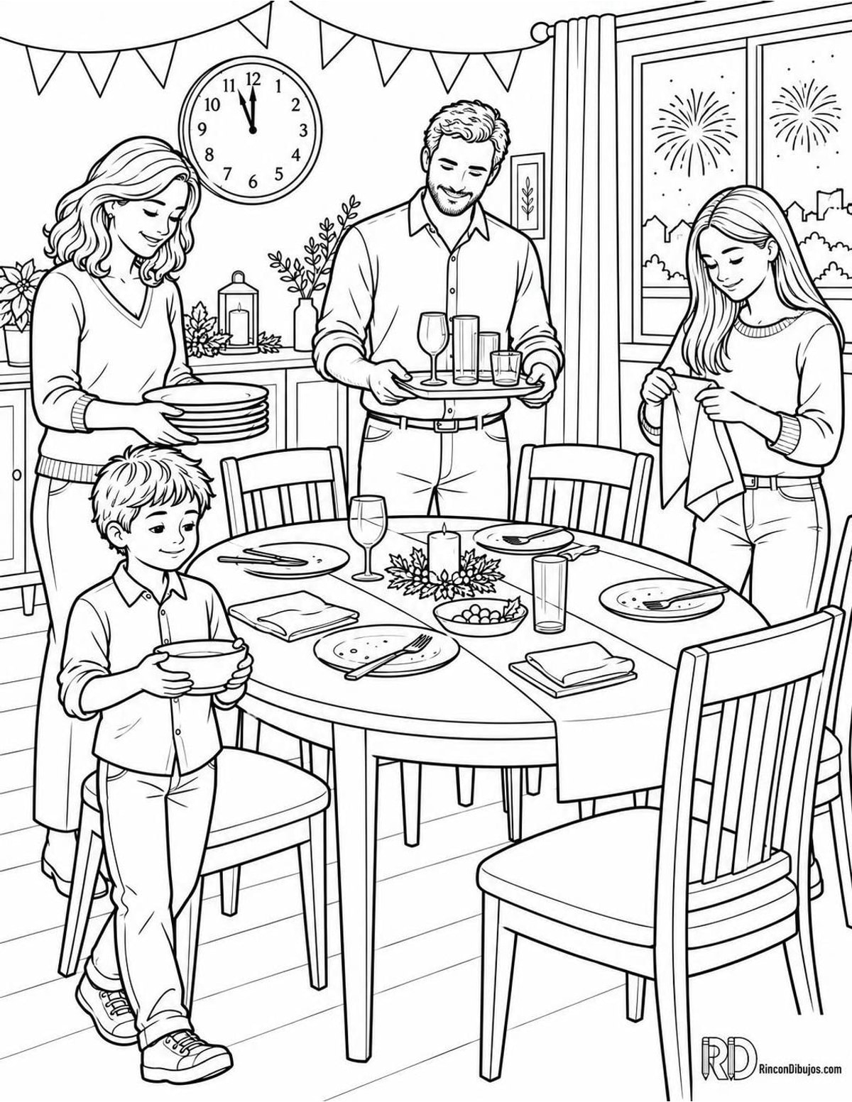 Dibujo de familia recogiendo en Fin para colorear Dibujo de familia recogiendo en Fin para colorear