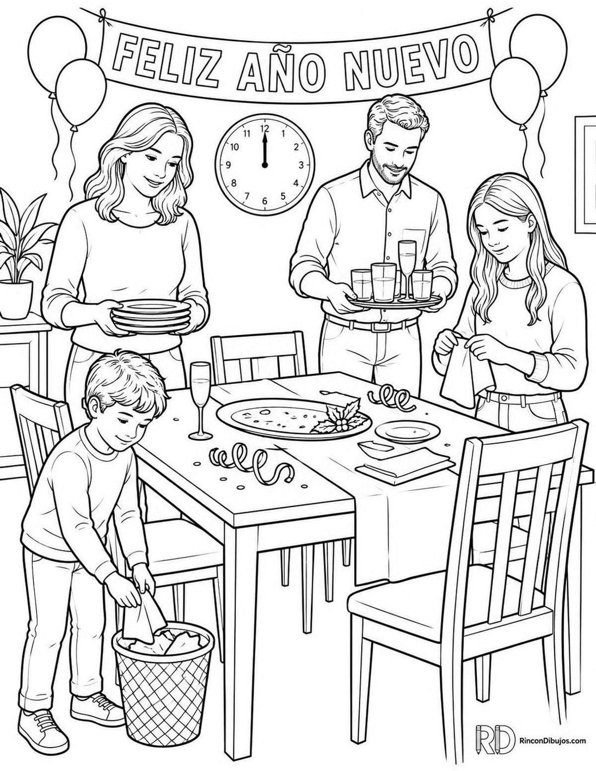 Dibujo de familia recogiendo para colorear Dibujo de familia recogiendo para colorear