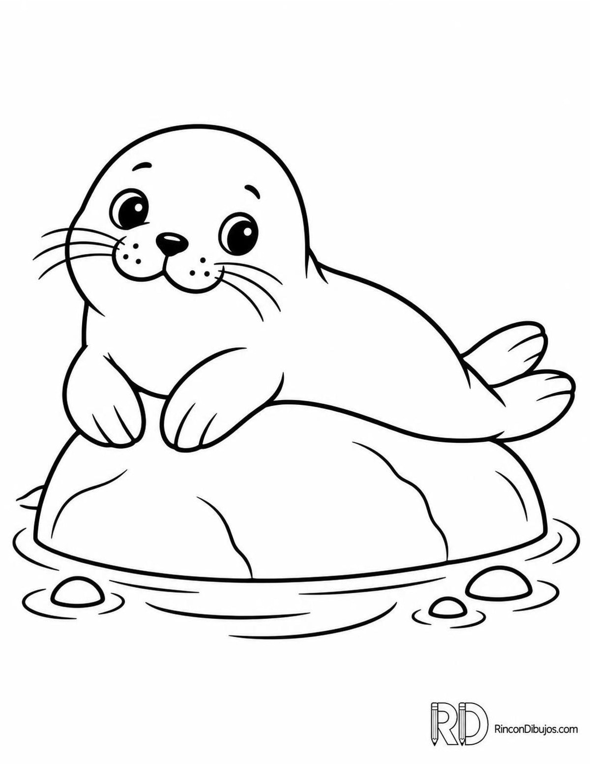 Dibujo de foca kawaii para colorear Dibujo de foca kawaii para colorear