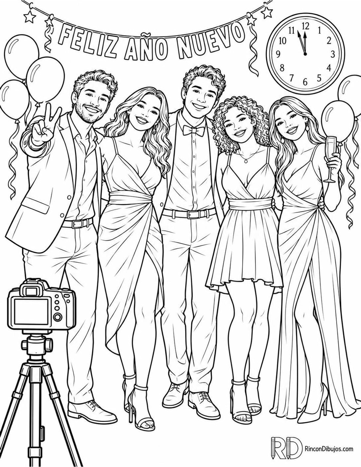 Dibujo de fotografía de Fin de Año para colorear Dibujo de fotografía de Fin de Año para colorear