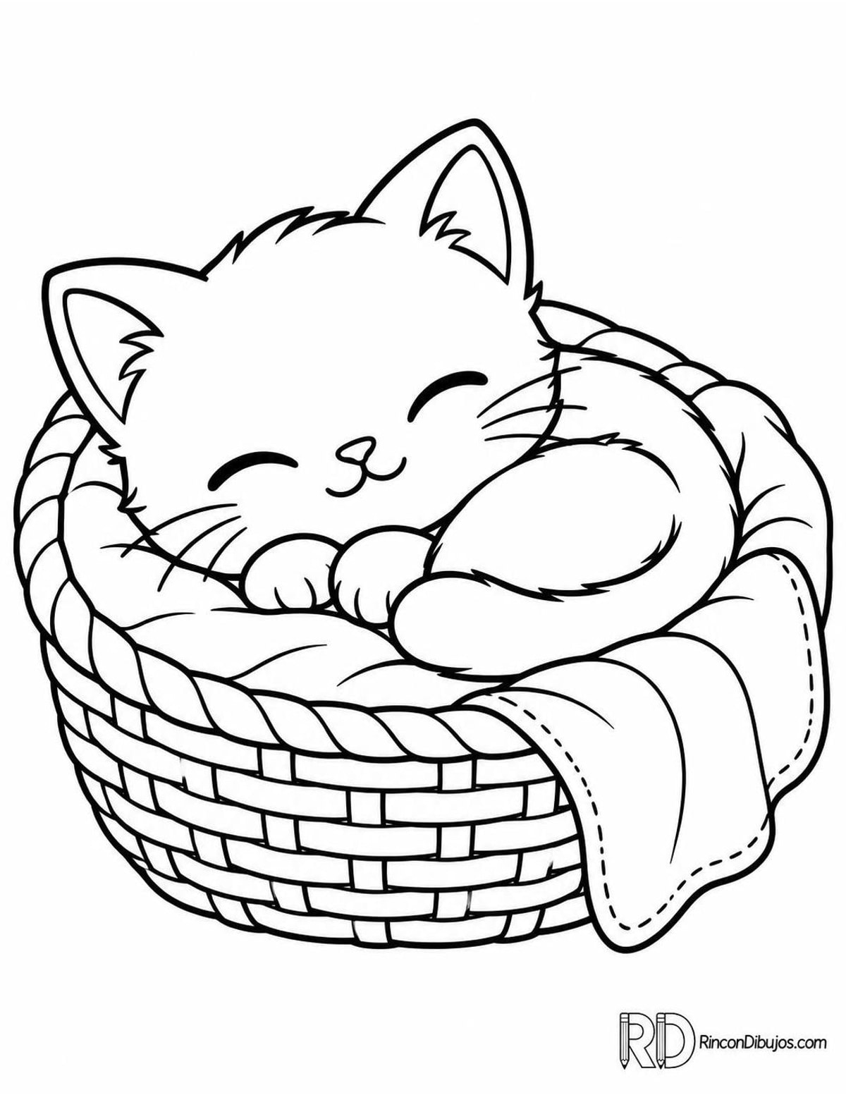 Dibujo de gatito kawaii para colorear Dibujo de gatito kawaii para colorear