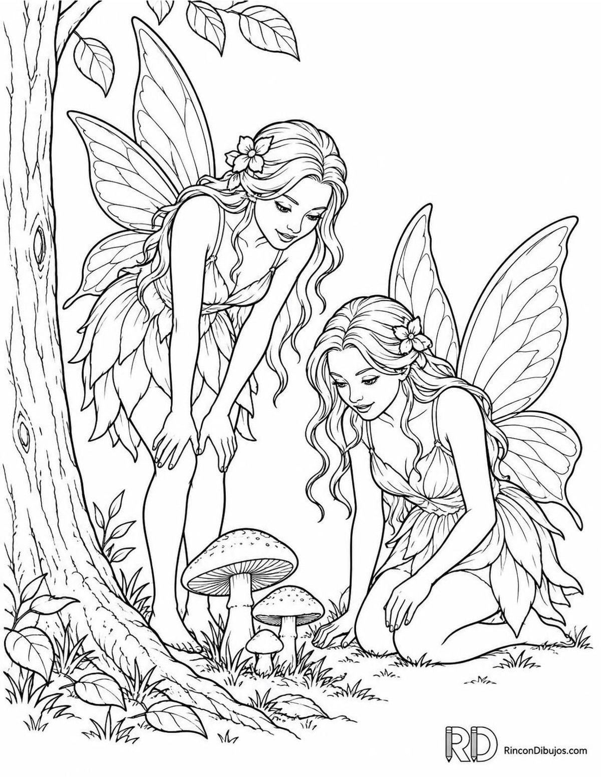 Dibujo de Hadas con setas para colorear Dibujo de Hadas con setas para colorear