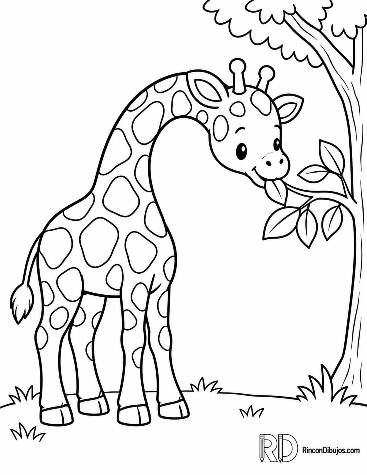 Dibujo de jirafa kawaii para colorear Dibujo de jirafa kawaii para colorear