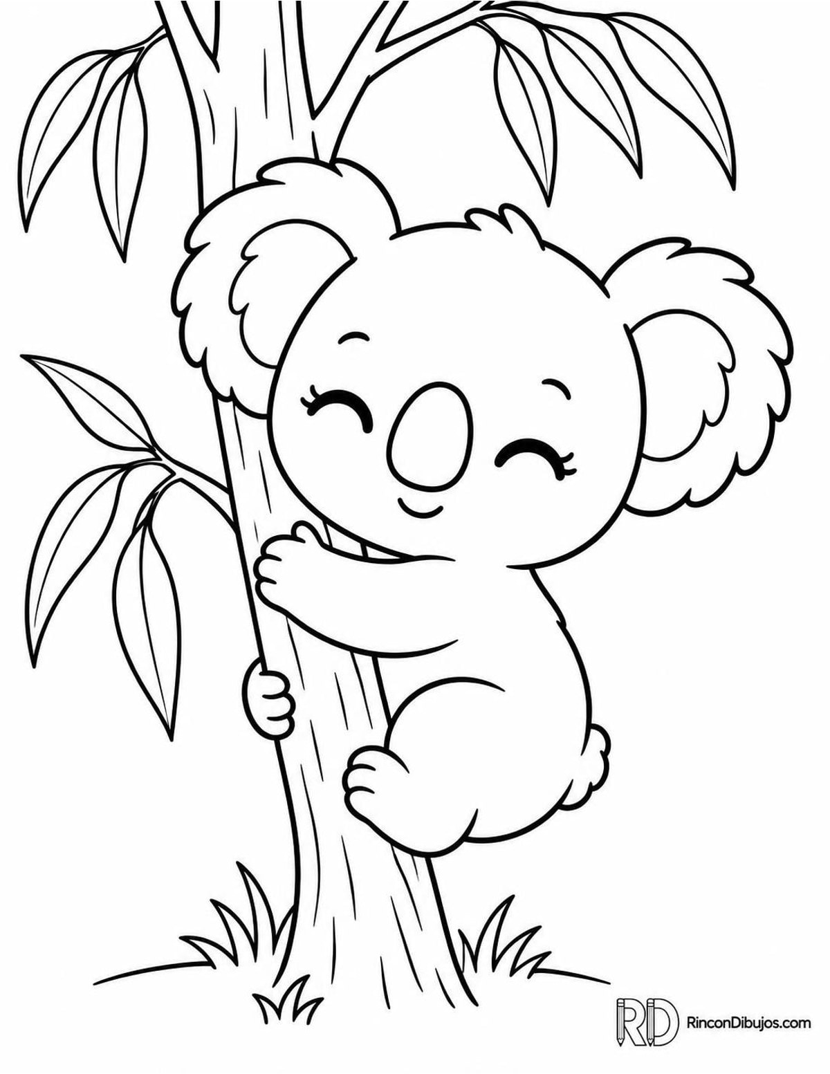 Dibujo de koala kawaii para colorear Dibujo de koala kawaii para colorear