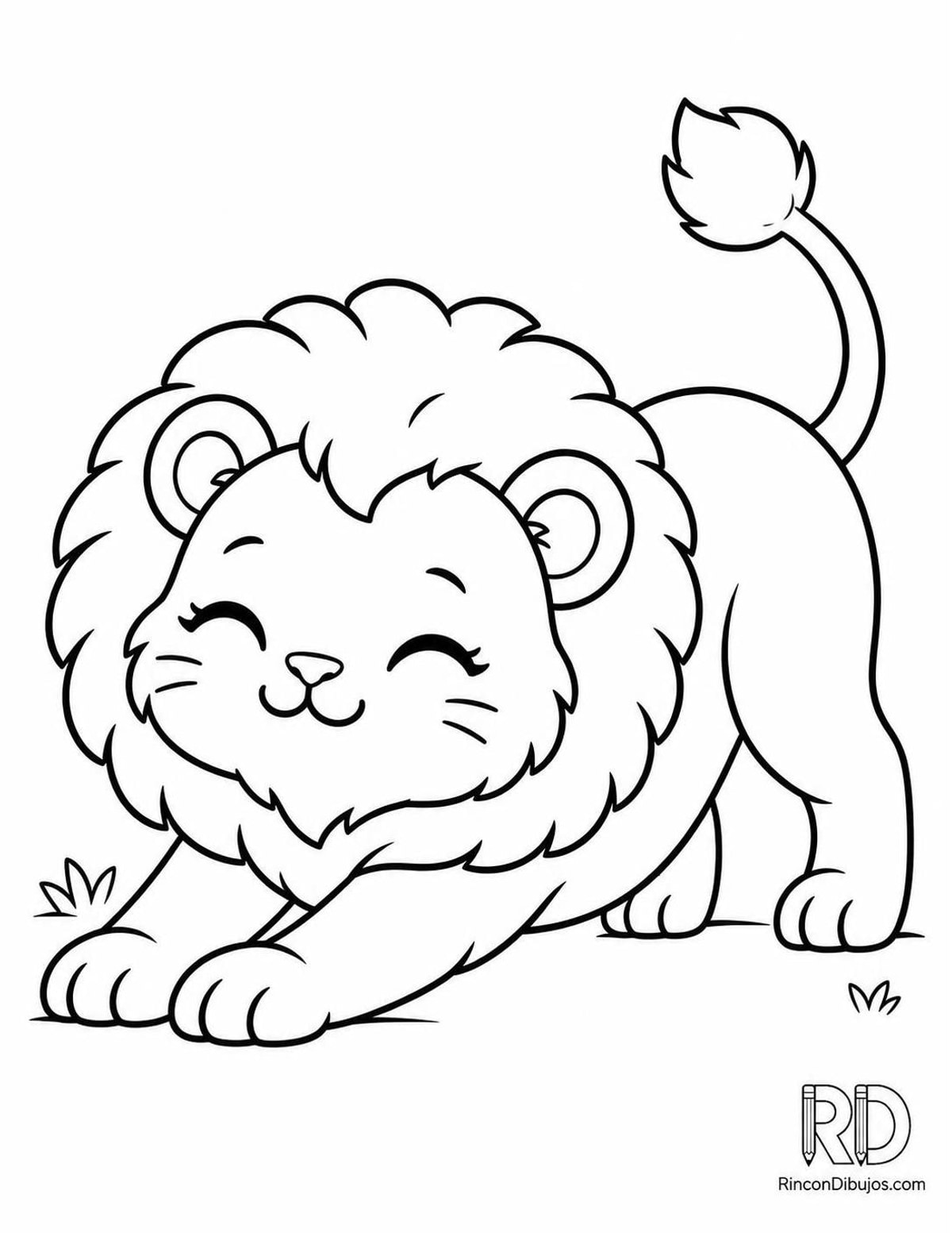 Dibujo de leoncito kawaii para colorear Dibujo de leoncito kawaii para colorear